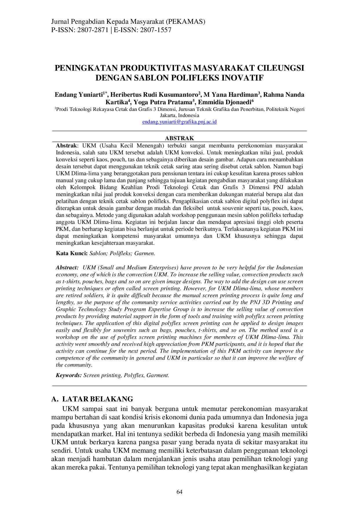 juris Peningkatan Produktivitas Masyarakat Cileungsi dengan Sablon Polifleks Inovatif