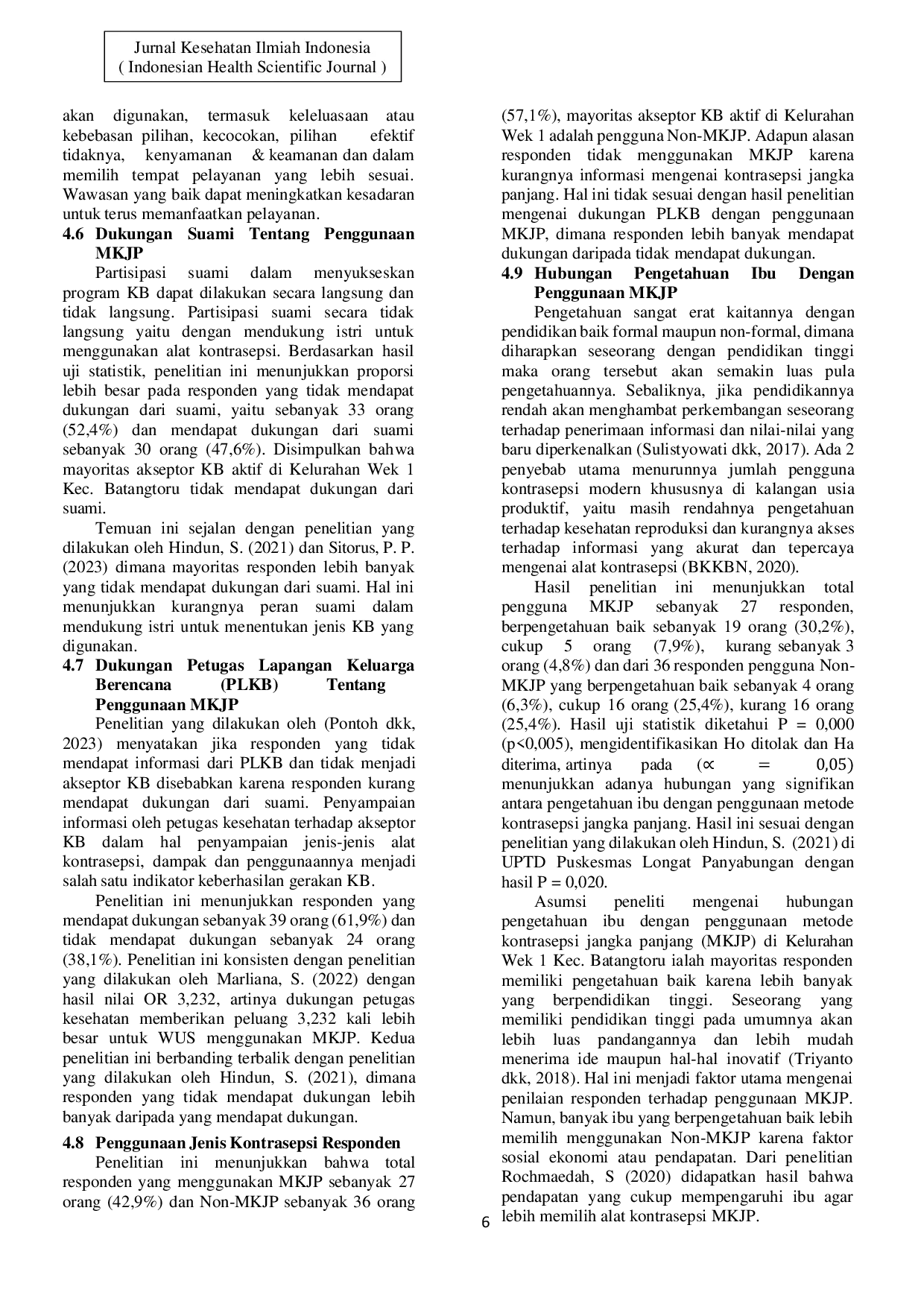 JURIS Faktor yang Berhubungan dengan Penggunaan Metode Kontrasepsi Jangka Panjang MKJP di Kelurahan Wek 1 Kecamatan Batangtoru Kabupaten Tapanuli Selatan Tahun 2025