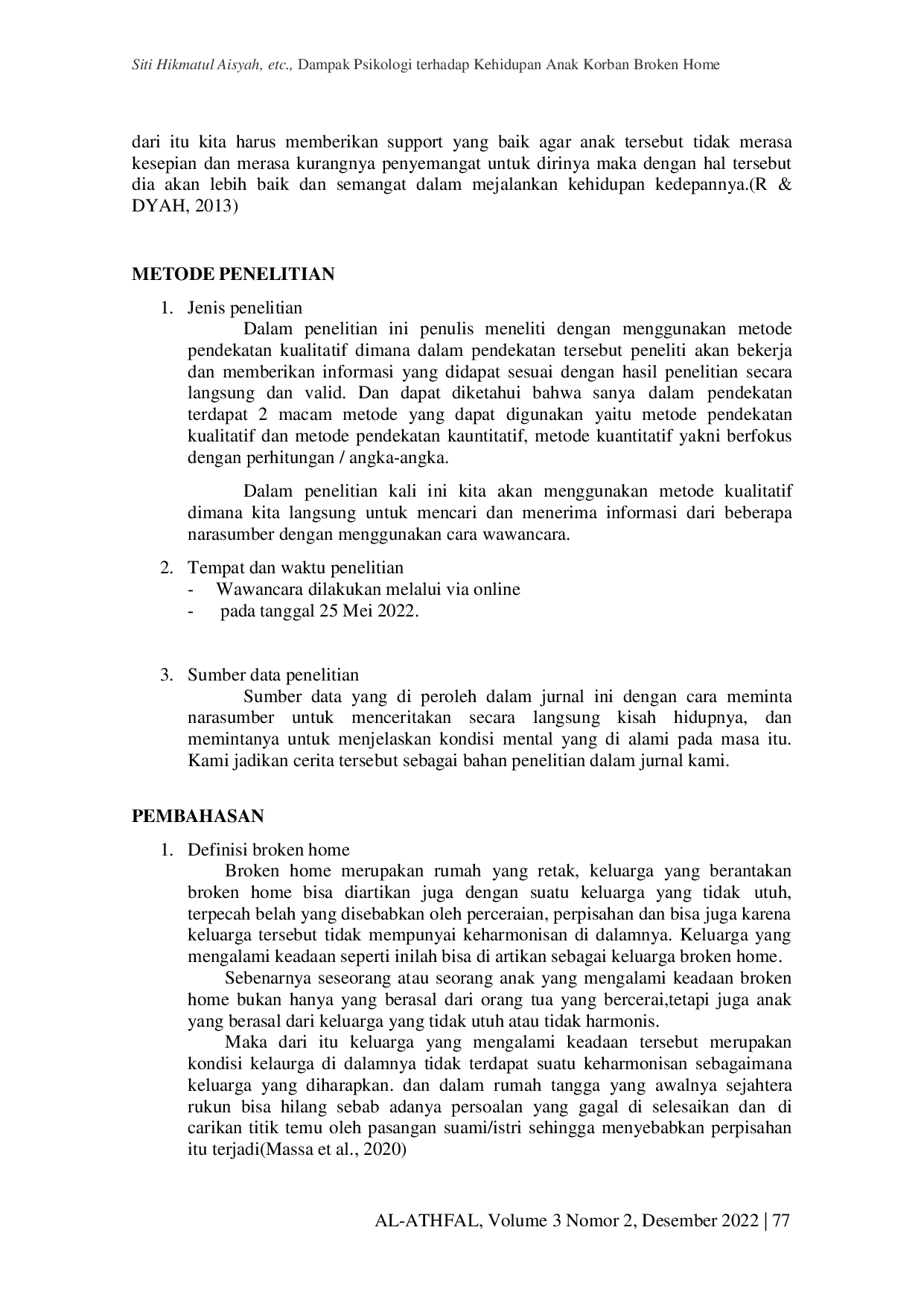 JURIS Dampak Psikologi Terhadap Kehidupan Anak Korban Broken Home