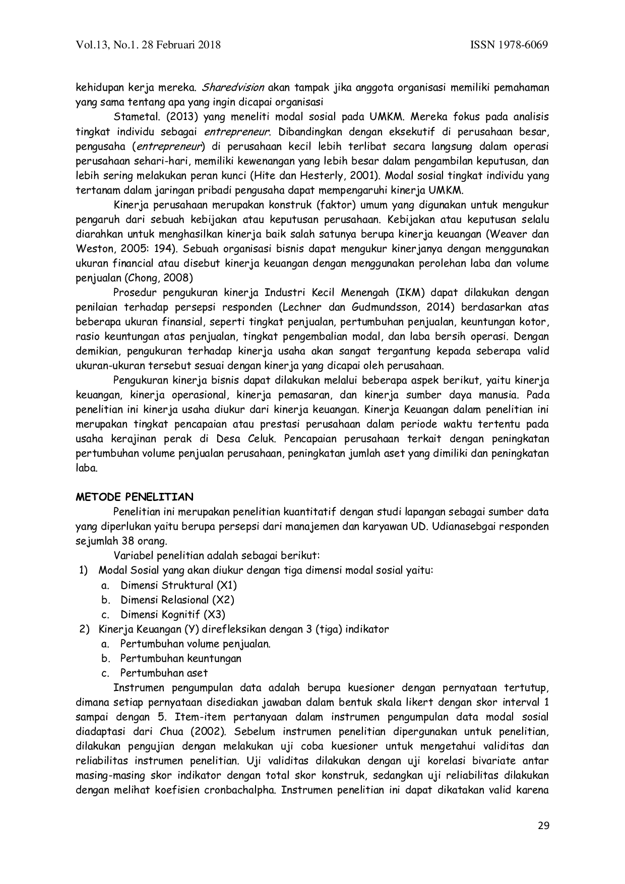 JURIS Pengaruh Modal Sosial Terhadap Kinerja Usaha Pada UD Udiana Ds Celuk Gianyar Bali