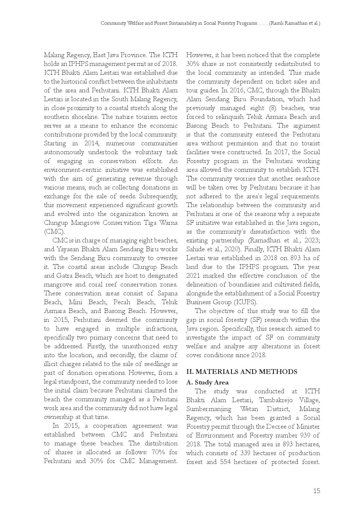 juris Community Welfare and Forest Sustainability in Social Forestry Programs A Case Study of Kth Bhakti Alam Lestari in Malang East Java