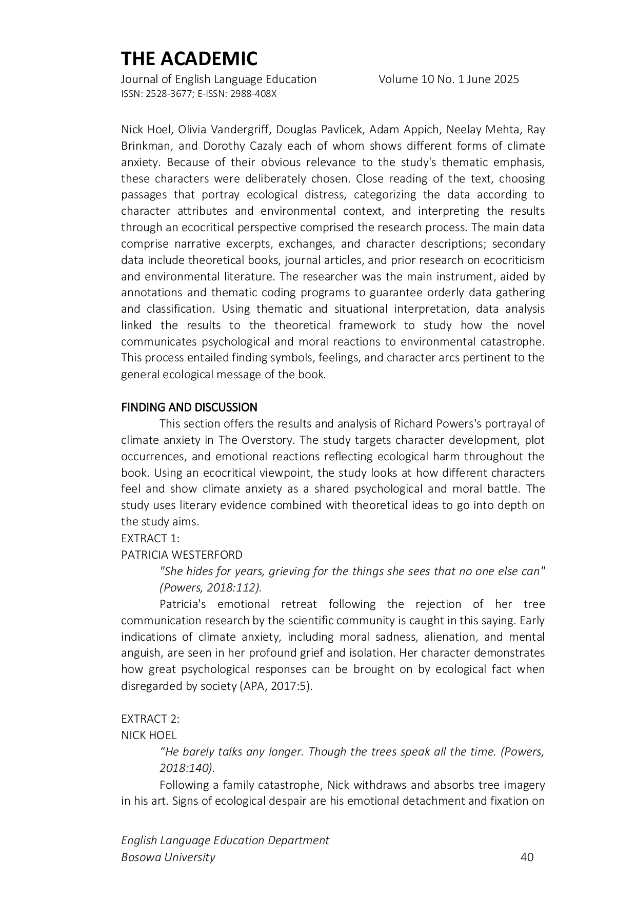 JURIS Representations of Climate Anxiety in Richard Powers The Overstory