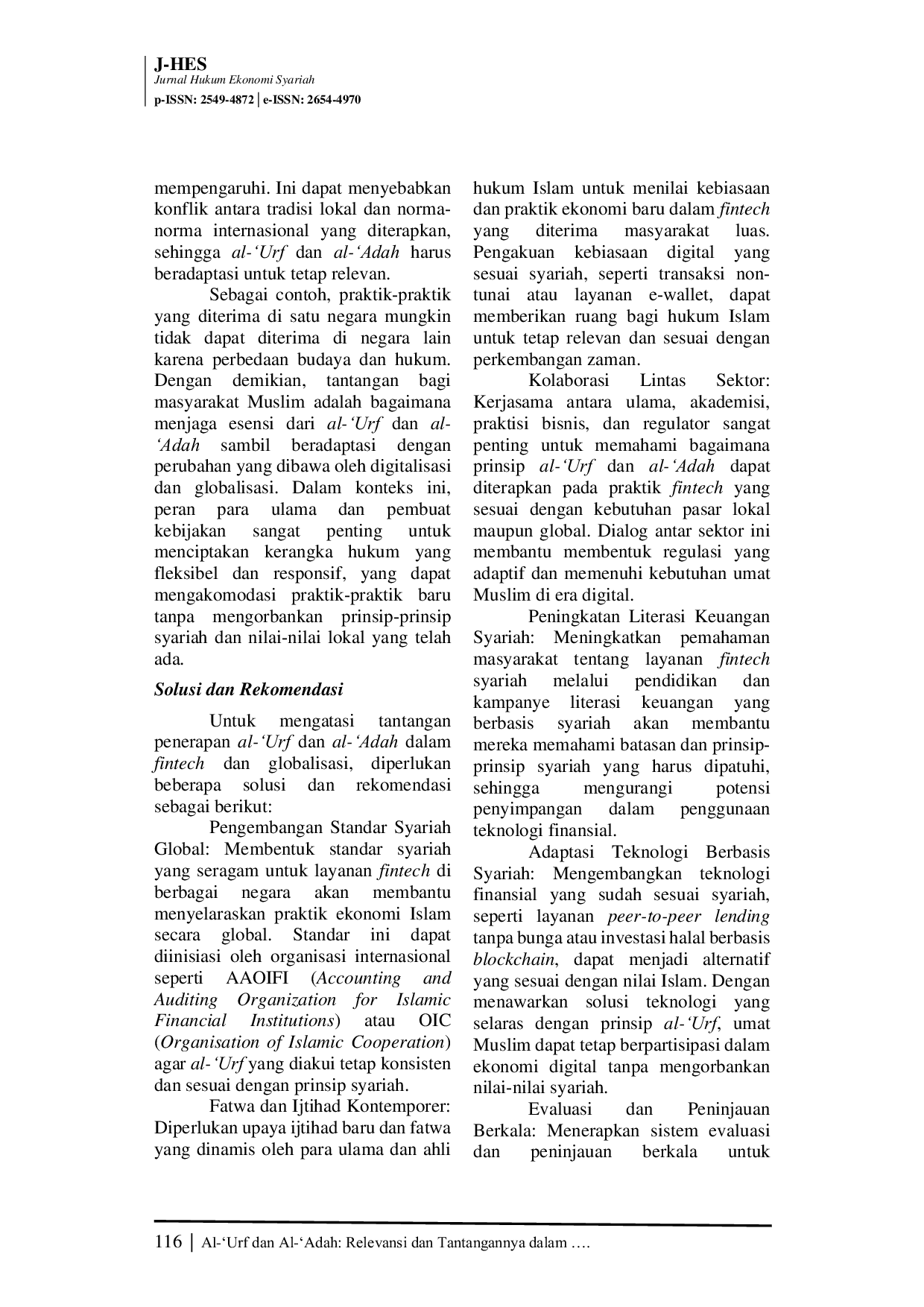 JURIS Al Urf dan Al Adah Relevansi dan Tantangannya dalam Pembentukan Hukum Ekonomi Islam