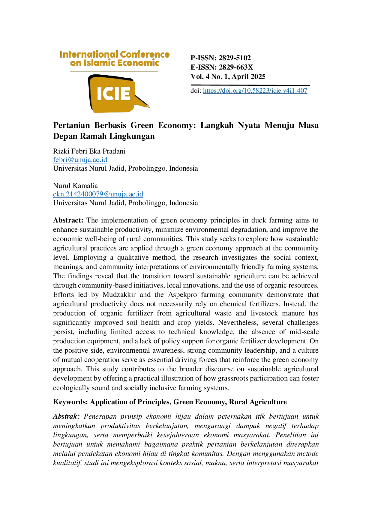 JURIS Pertanian Berbasis Green Economy Langkah Nyata Menuju Masa Depan Ramah Lingkungan