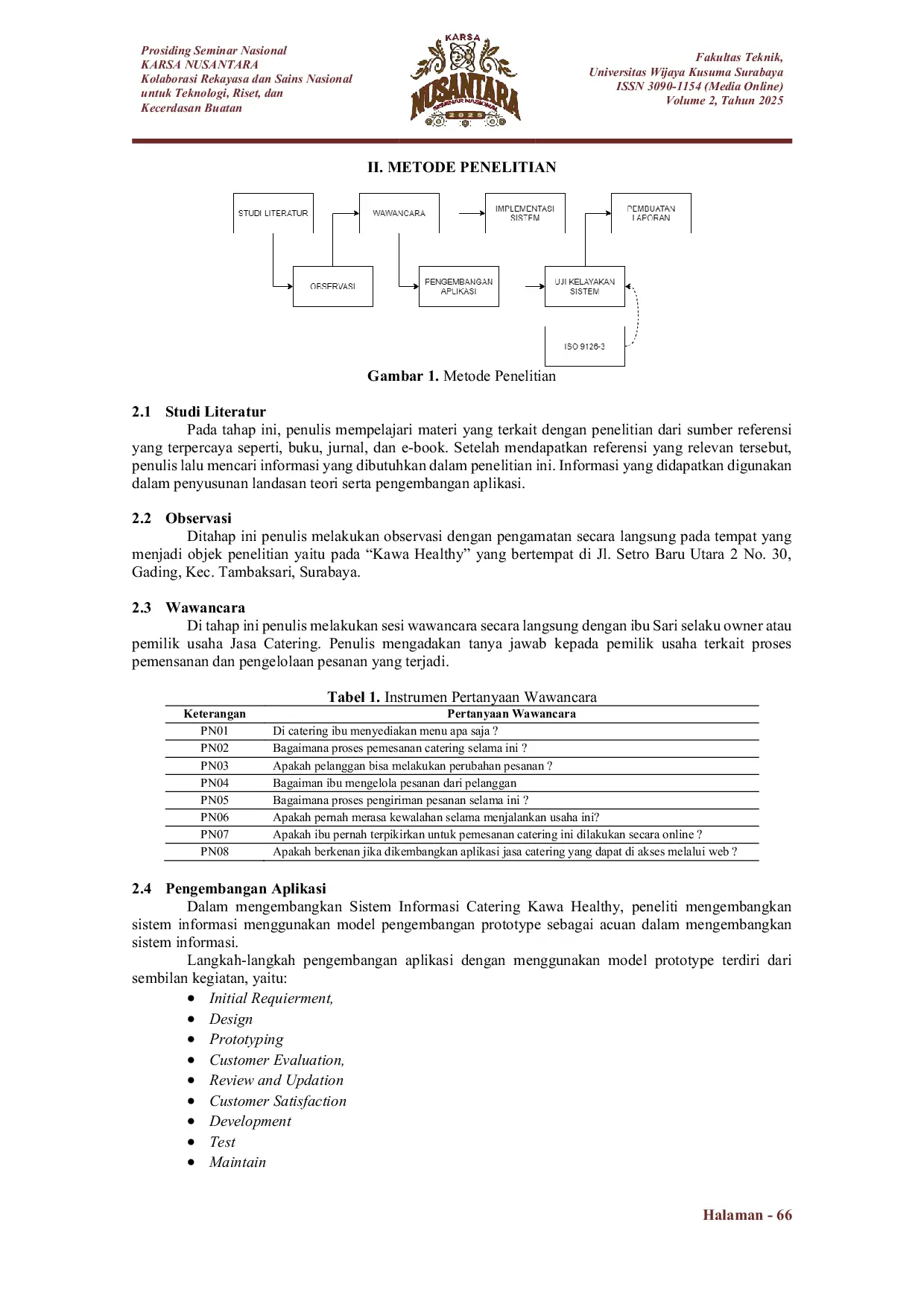 JURIS Rancang Bangun Sistem Informasi Catering Kawa Healthy Berbasis Web Menggunakan Model Prototype