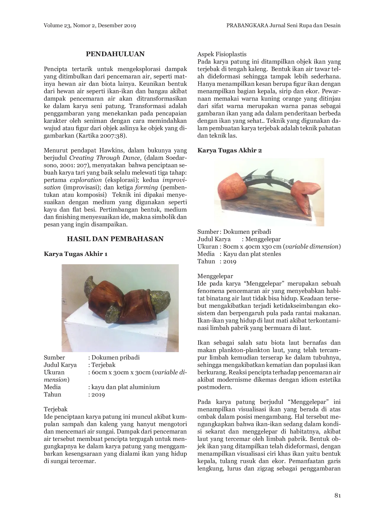 JURIS Dampak Pencemaran Air Sebagai Inspirasi Karya Seni Patung