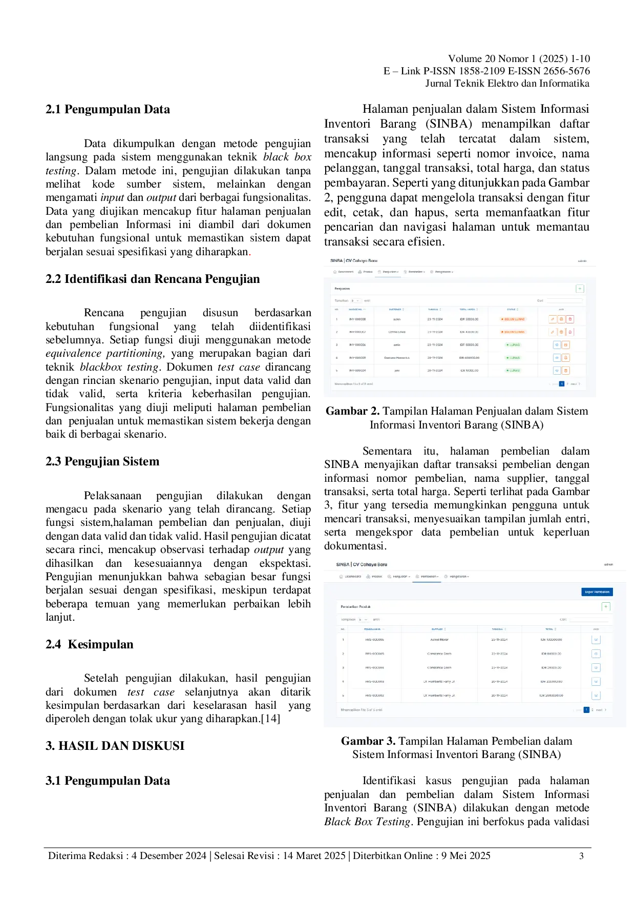 JURIS Pengujian Fungsional Sistem Informasi Inventori Barang CV Cahaya Baru Menggunakan Metode Black Box Testing
