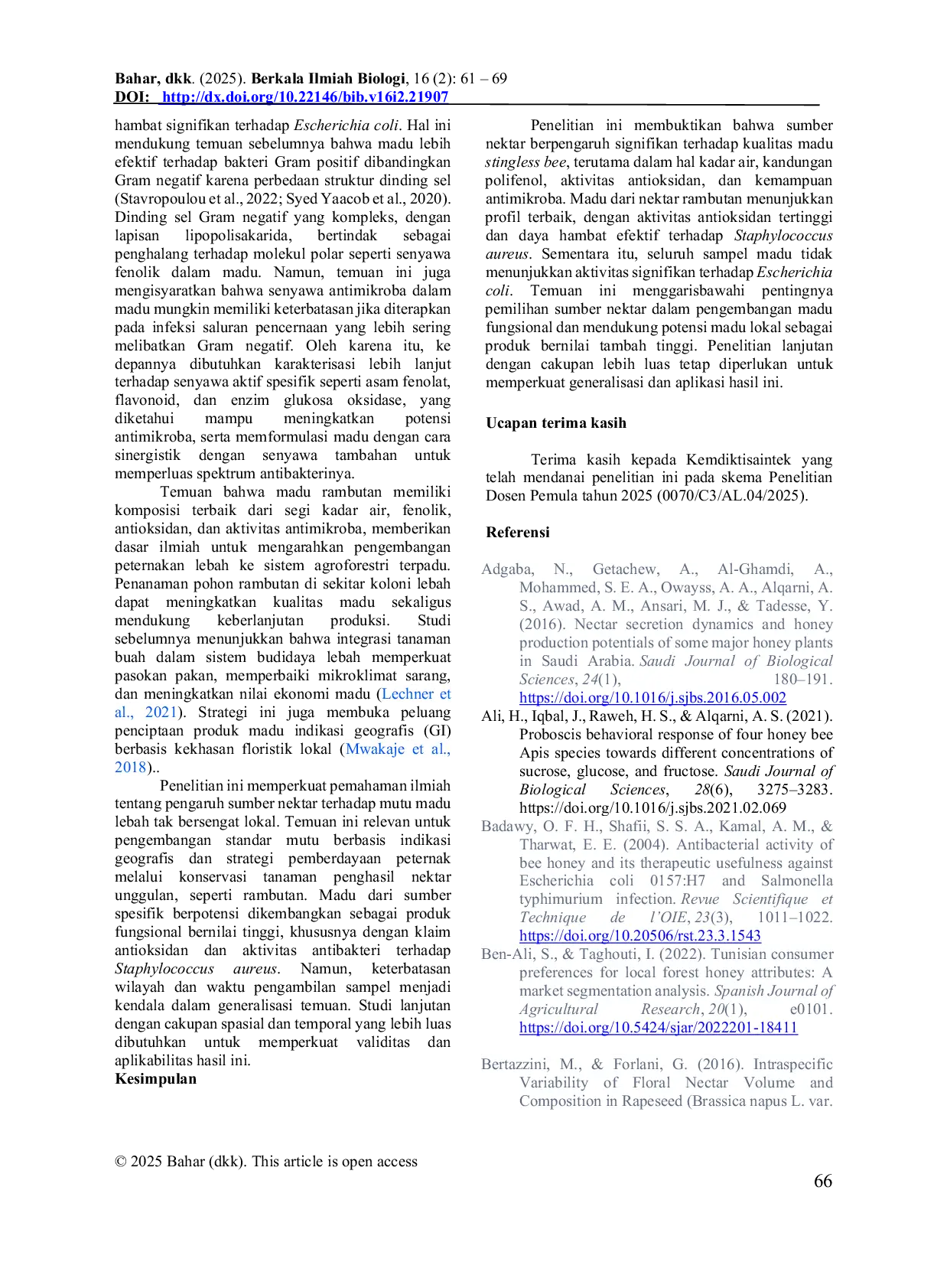 JURIS Bioactive Profile of Stingless Bee Honey Based on Nectar Source Types