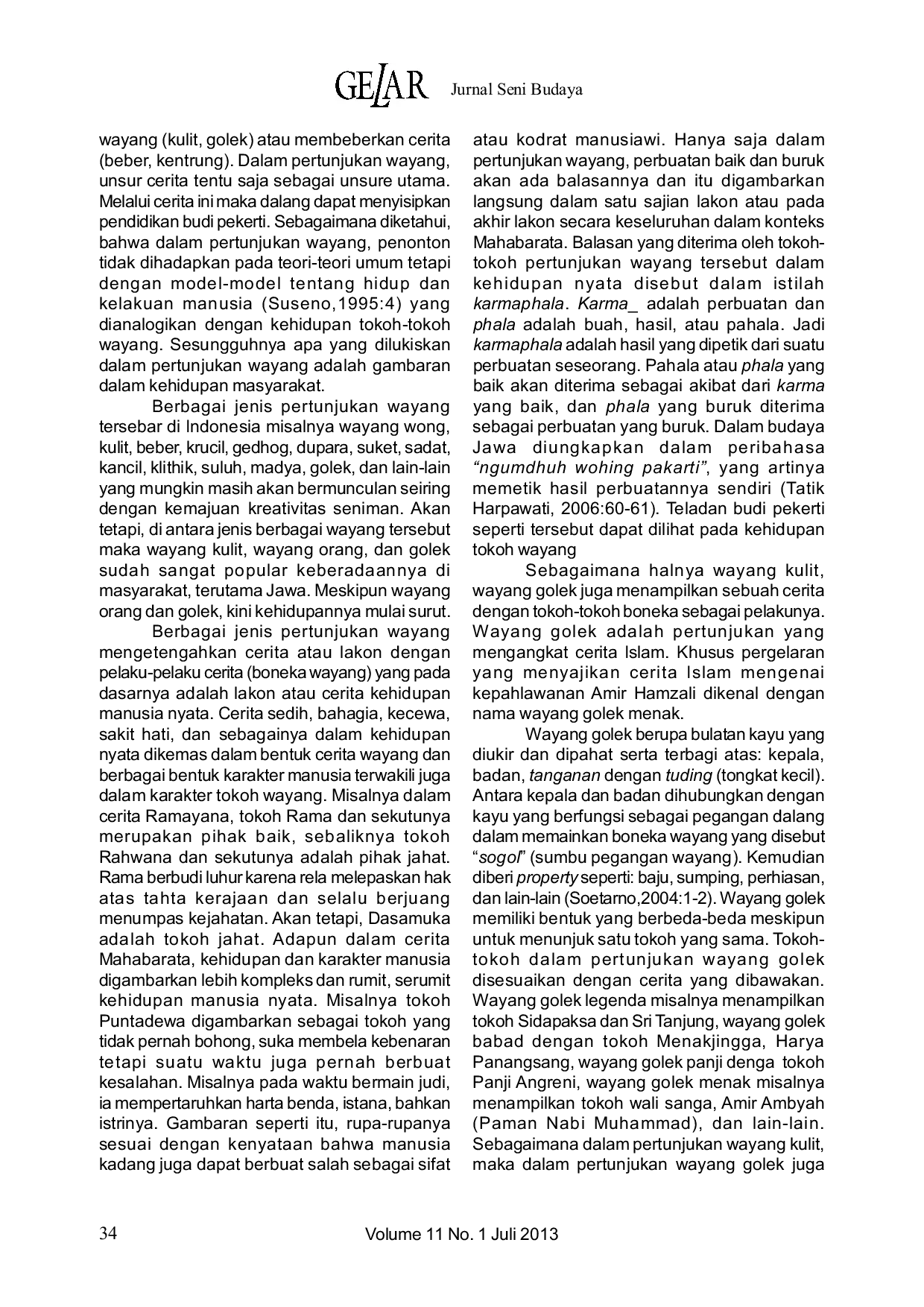 JURIS Penanaman Budi Pekerti Melalui Pertunjukan Wayang Golek Garap Padat