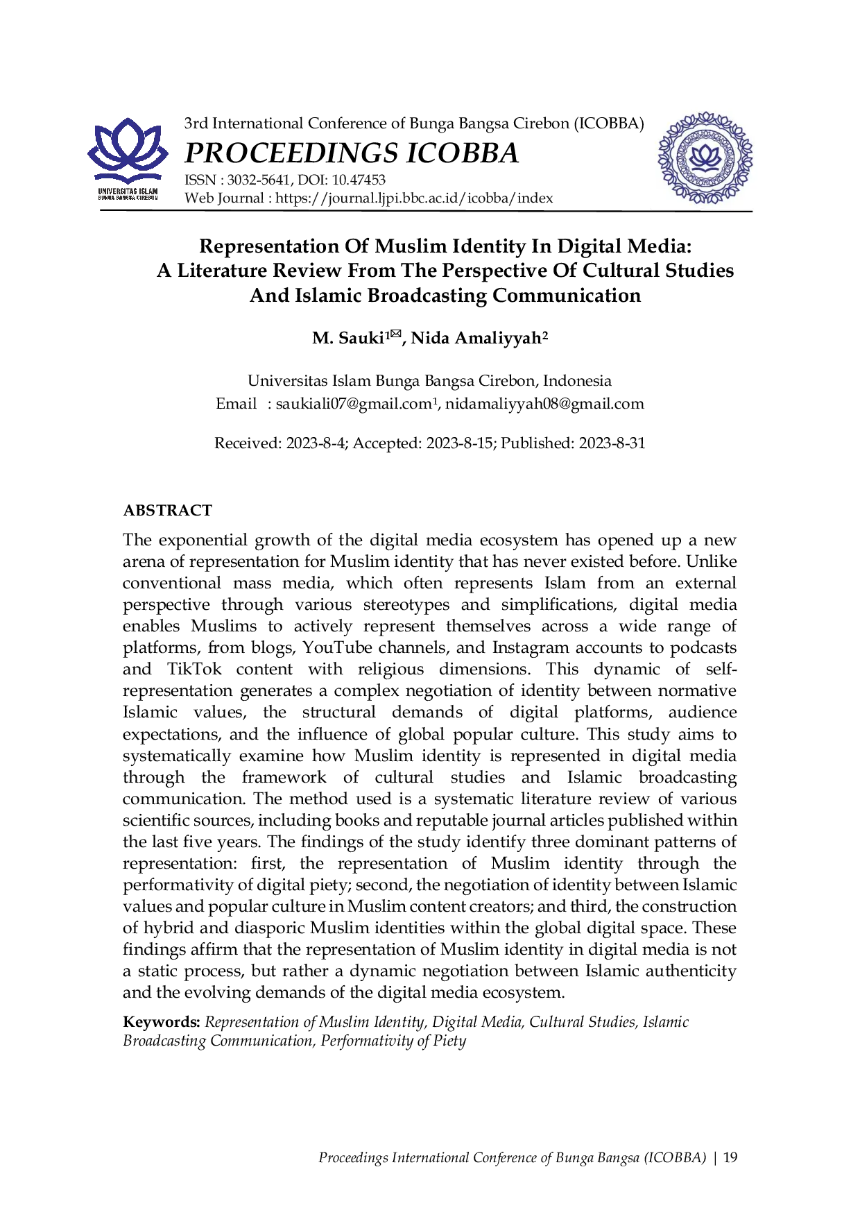 JURIS Representation Of Muslim Identity In Digital Media A Literature Review From The Perspective Of Cultural Studies And Islamic Broadcasting Communication