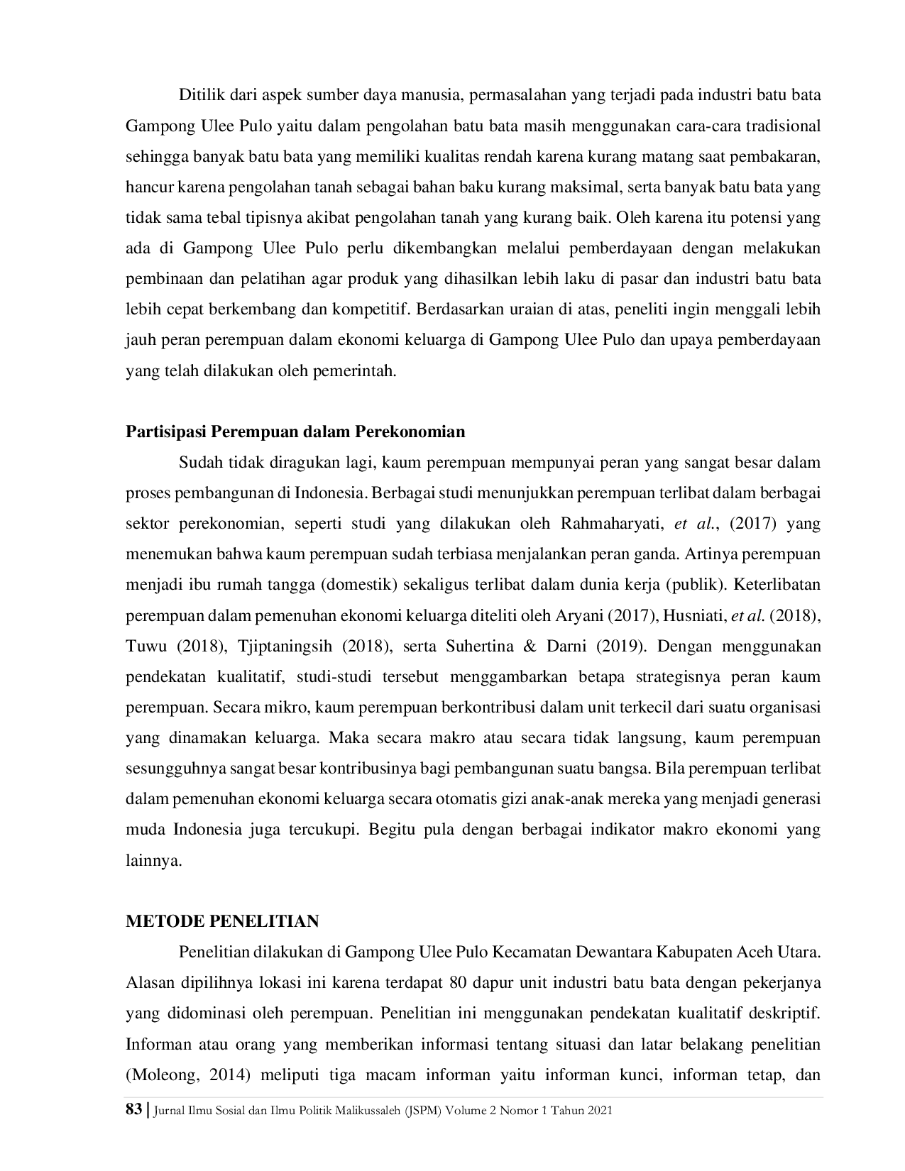 JURIS Perempuan Ulee Pulo dan Industri Kecil Batu Bata Peran Ekonomi Keluarga dan Upaya Pemberdayaan