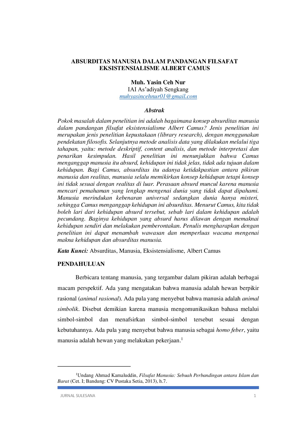 JURIS Absurditas Manusia Dalam Pandangan Filsafat Eksistensialisme Albert Camus