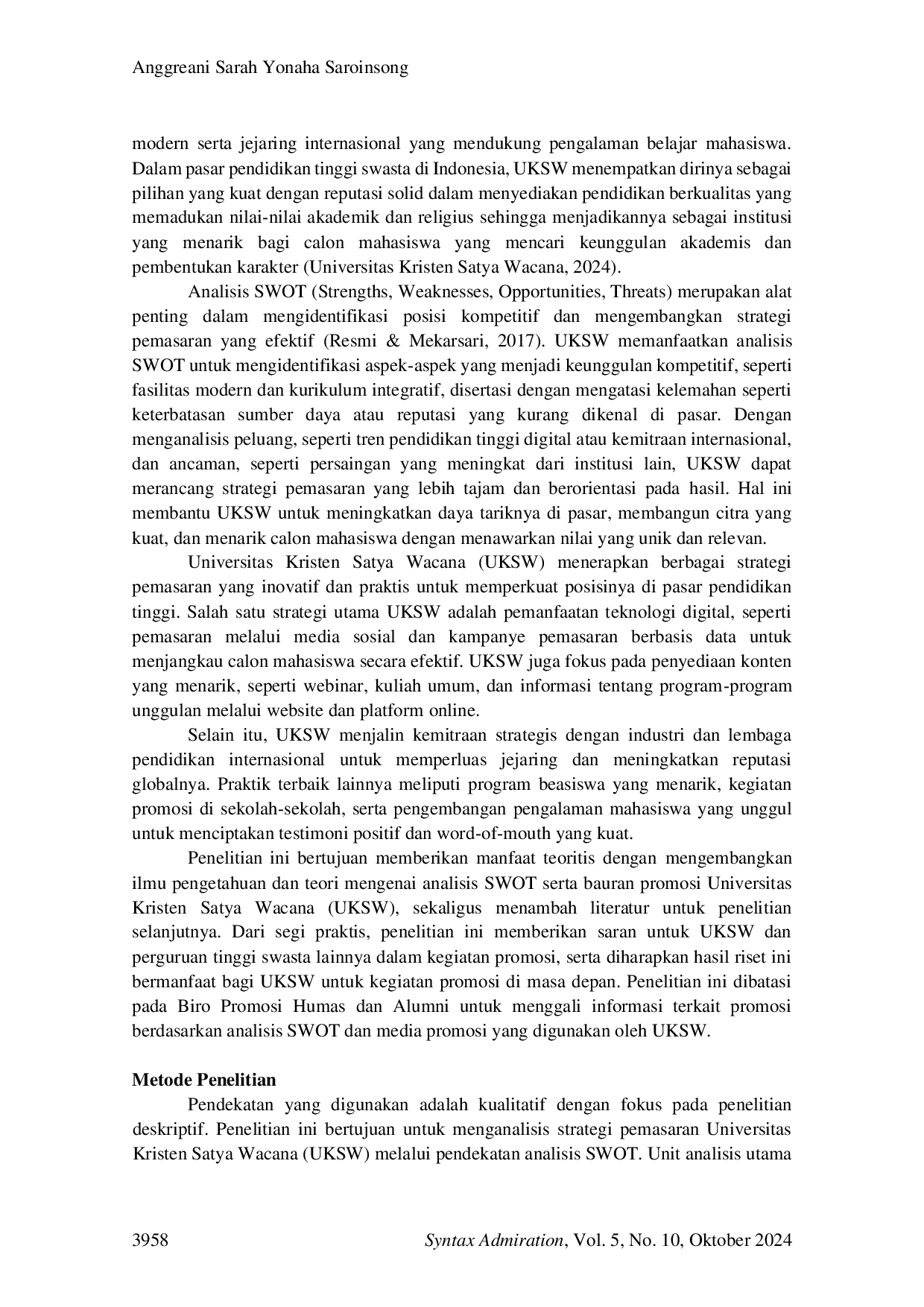 JURIS Marketing Management Education Business Strategi Marketing Universitas Swasta Studi Kasus Universitas Kristen Satya Wacana
