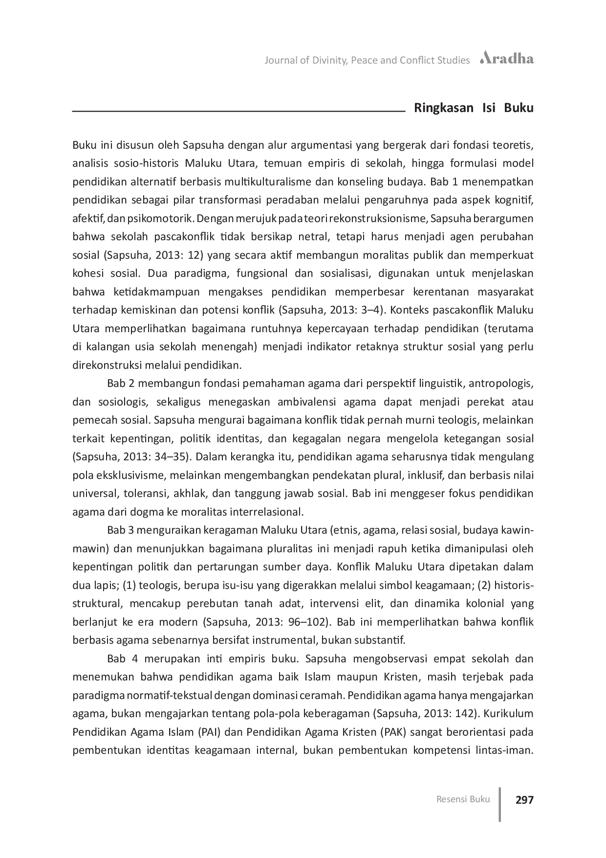 JURIS Resensi Buku Pendidikan Pascakonflik Pendidikan Multikultural Berbasis Konseling Budaya Masyarakat Maluku Utara