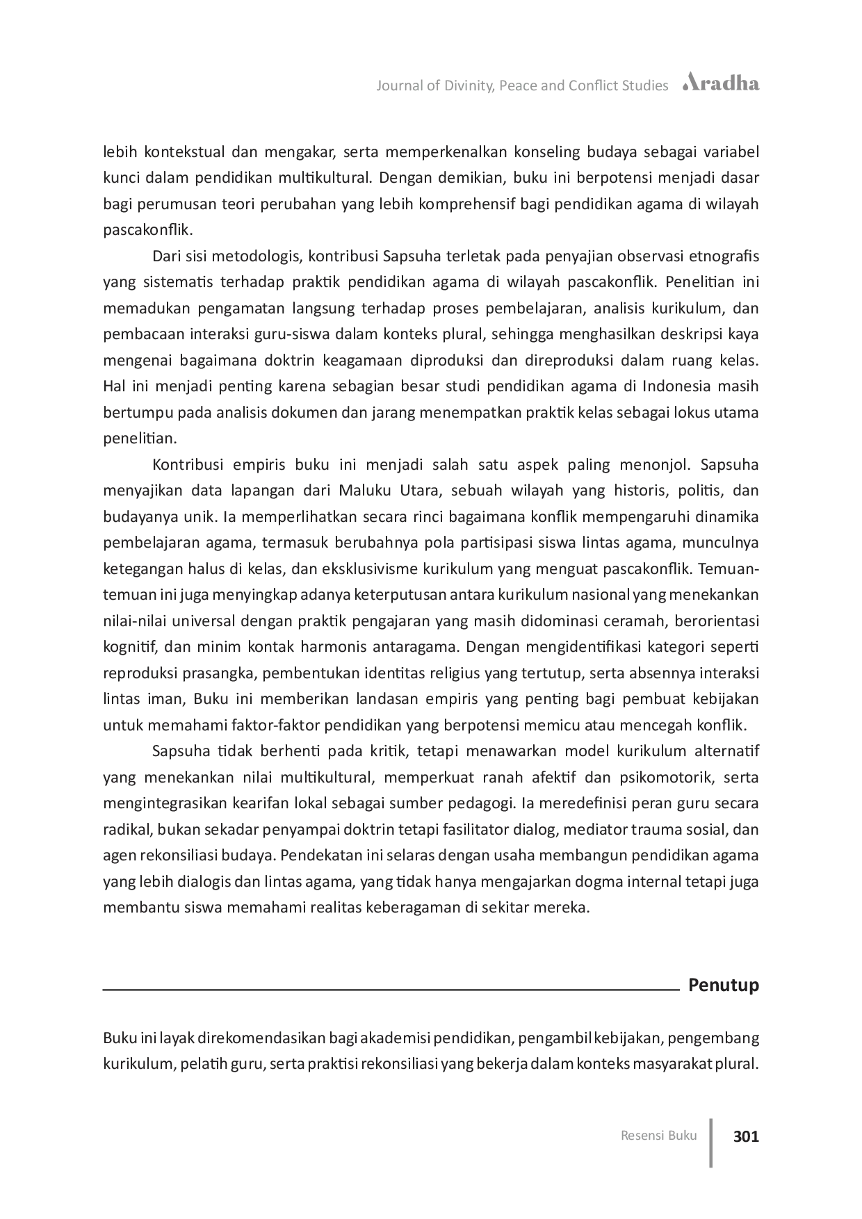 JURIS Resensi Buku Pendidikan Pascakonflik Pendidikan Multikultural Berbasis Konseling Budaya Masyarakat Maluku Utara
