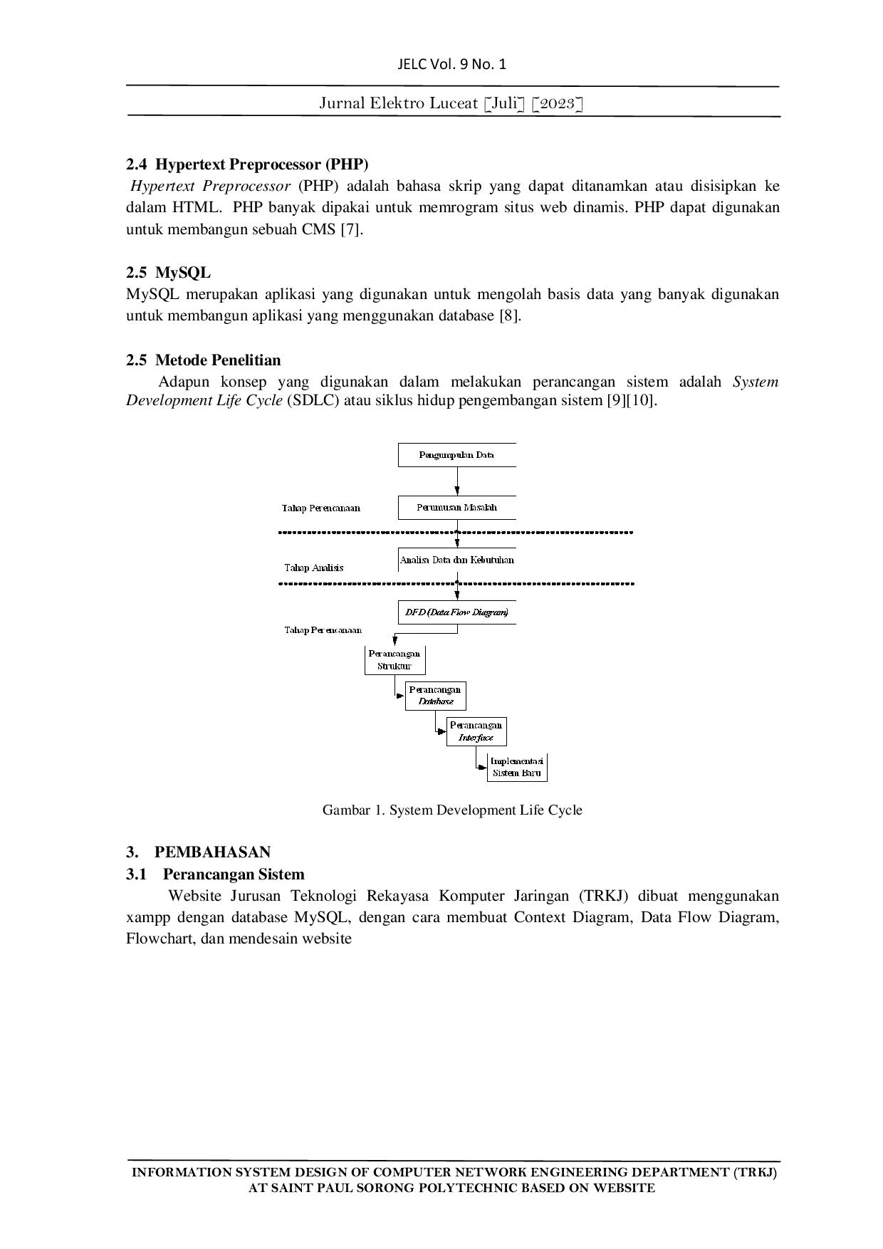 JURIS Perancangan Sistem Informasi Jurusan Teknologi Rekayasa Komputer Jaringan Trkj Pada Politeknik Saint Paul Sorong Berbasis Website