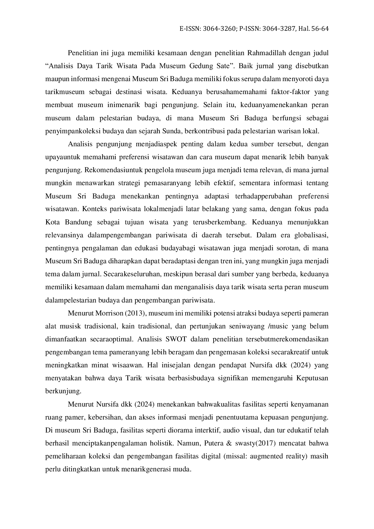 JURIS Analisis Daya Tarik Wisatawan terhadap Museum Sri Baduga Kota Bandung