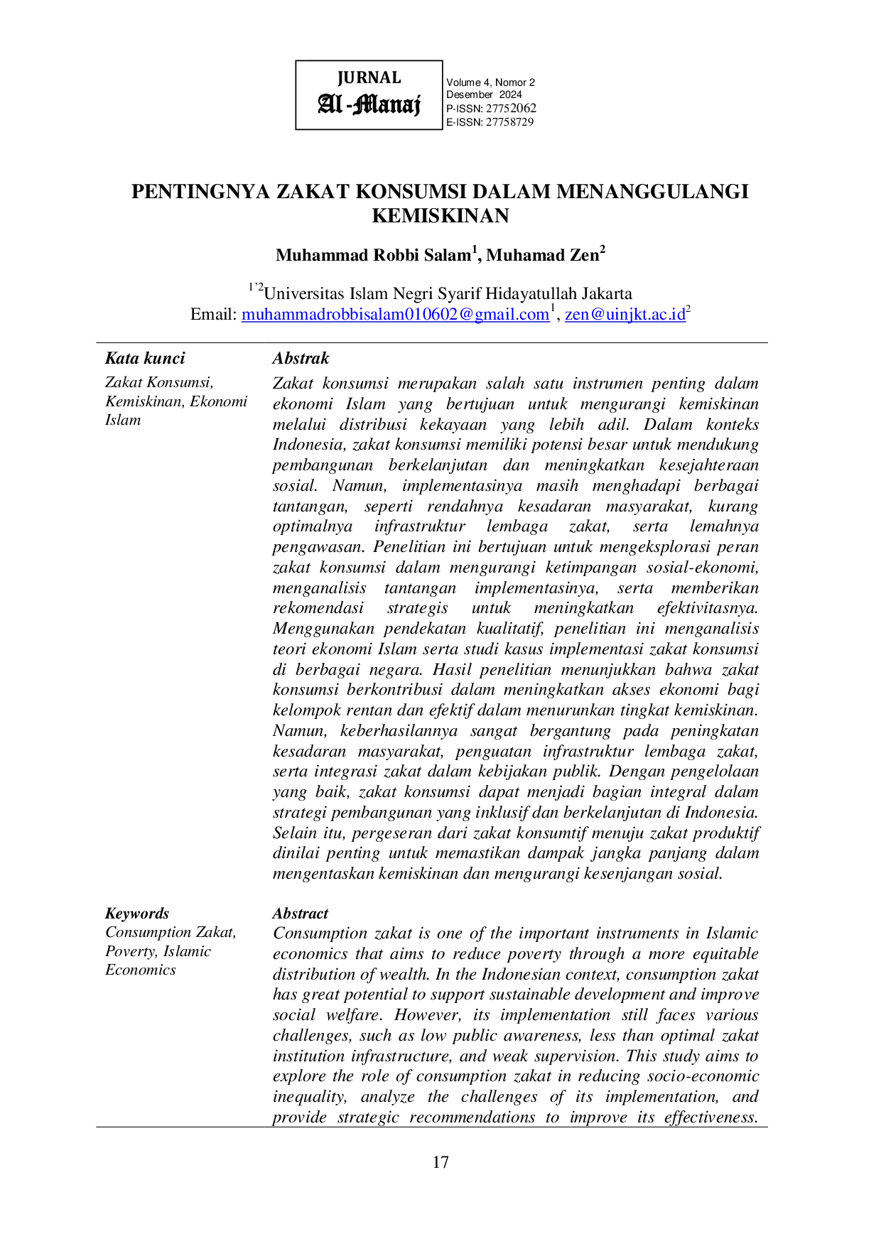 JURIS Pentingnya Zakat Konsumsi Dalam Menanggulangi Kemiskinan