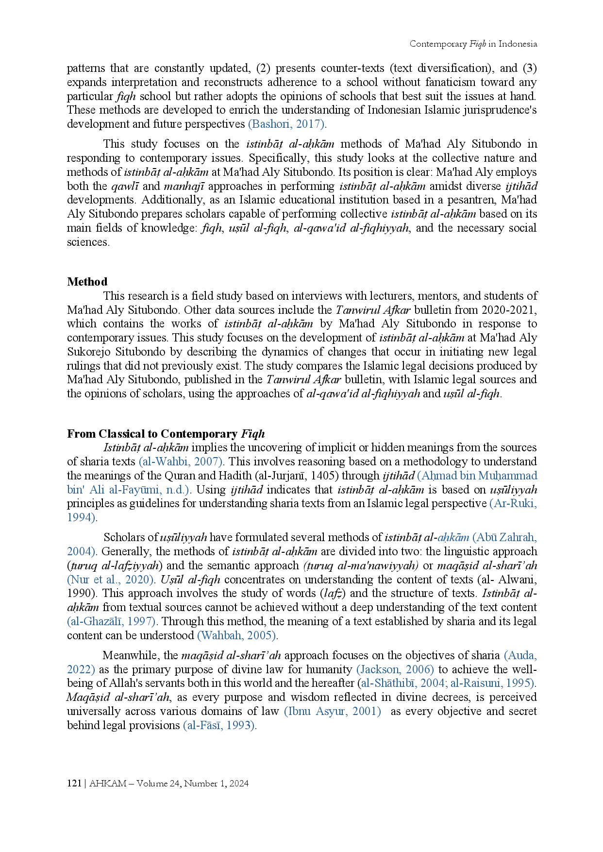 juris Contemporary Fiqh in Indonesia The Dynamics of Istinbat al AukAm at Ma had Aly Salafiyah Shafi iyah Sukorejo Situbondo