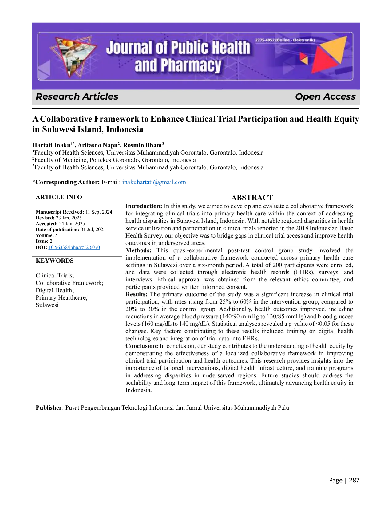 JURIS A Collaborative Framework to Enhance Clinical Trial Participation and Health Equity in Sulawesi Island Indonesia
