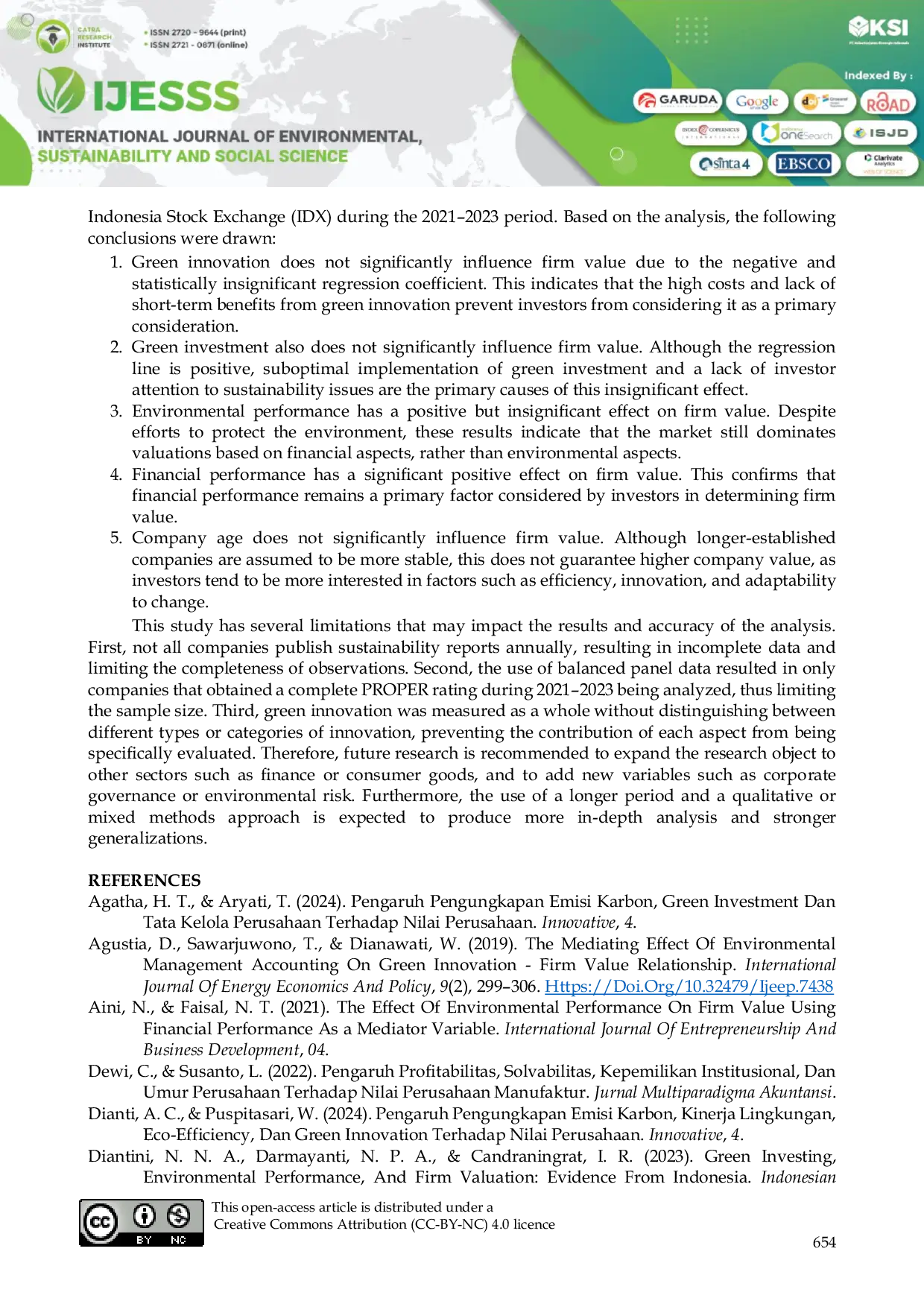 JURIS The Effect of Green Innovation Green Investment Environmental Financial Performance and Company Age on Company Value