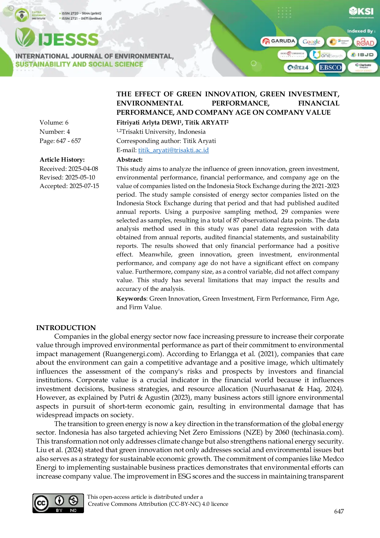 JURIS The Effect of Green Innovation Green Investment Environmental Financial Performance and Company Age on Company Value