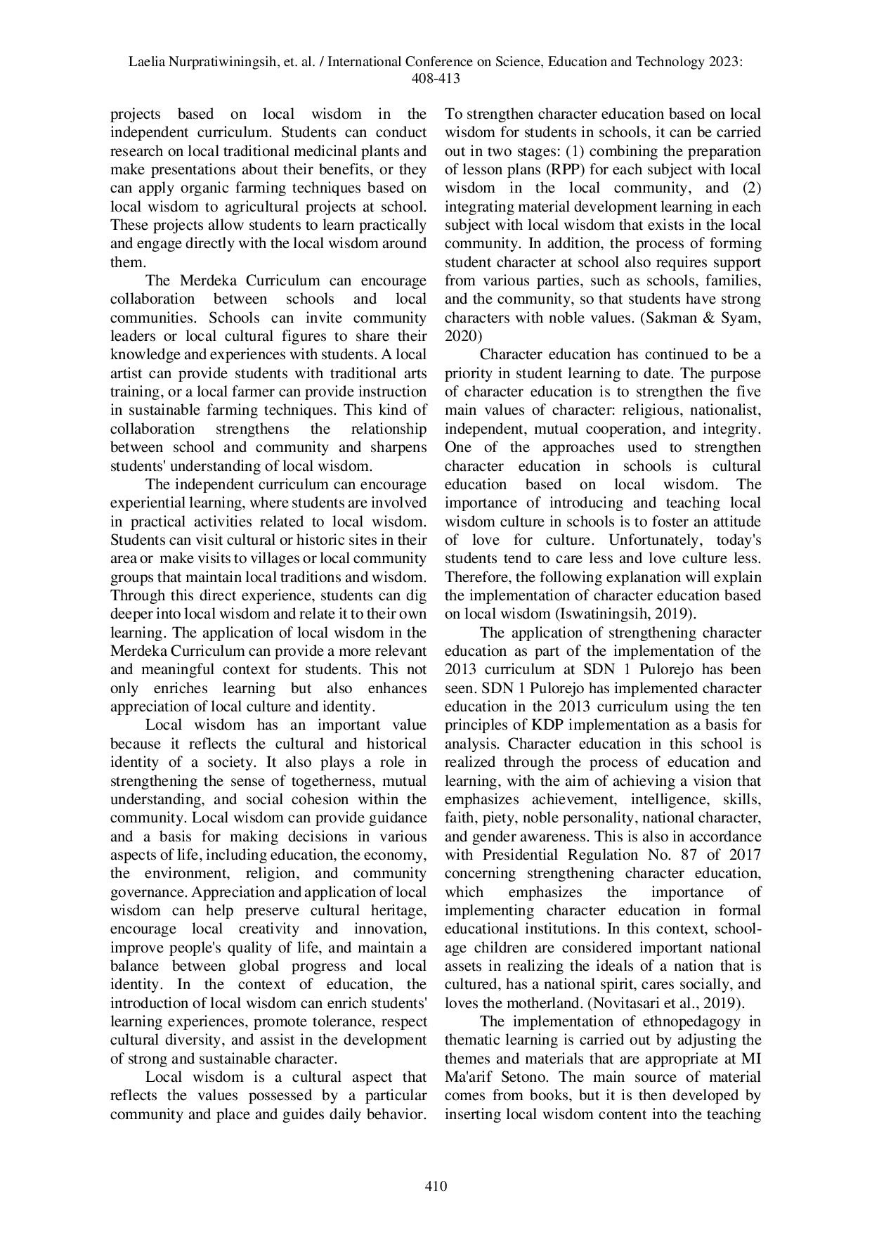 JURIS Local Wisdom as Learning Innovation in Elementary Schools