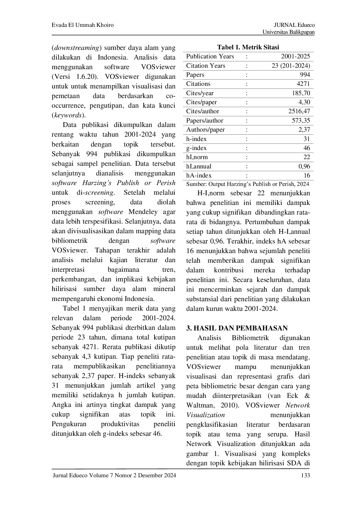 JURIS Kebijakan Hilirisasi Sumber Daya Alam Mineral di Indonesia Analisis Bibliometrik