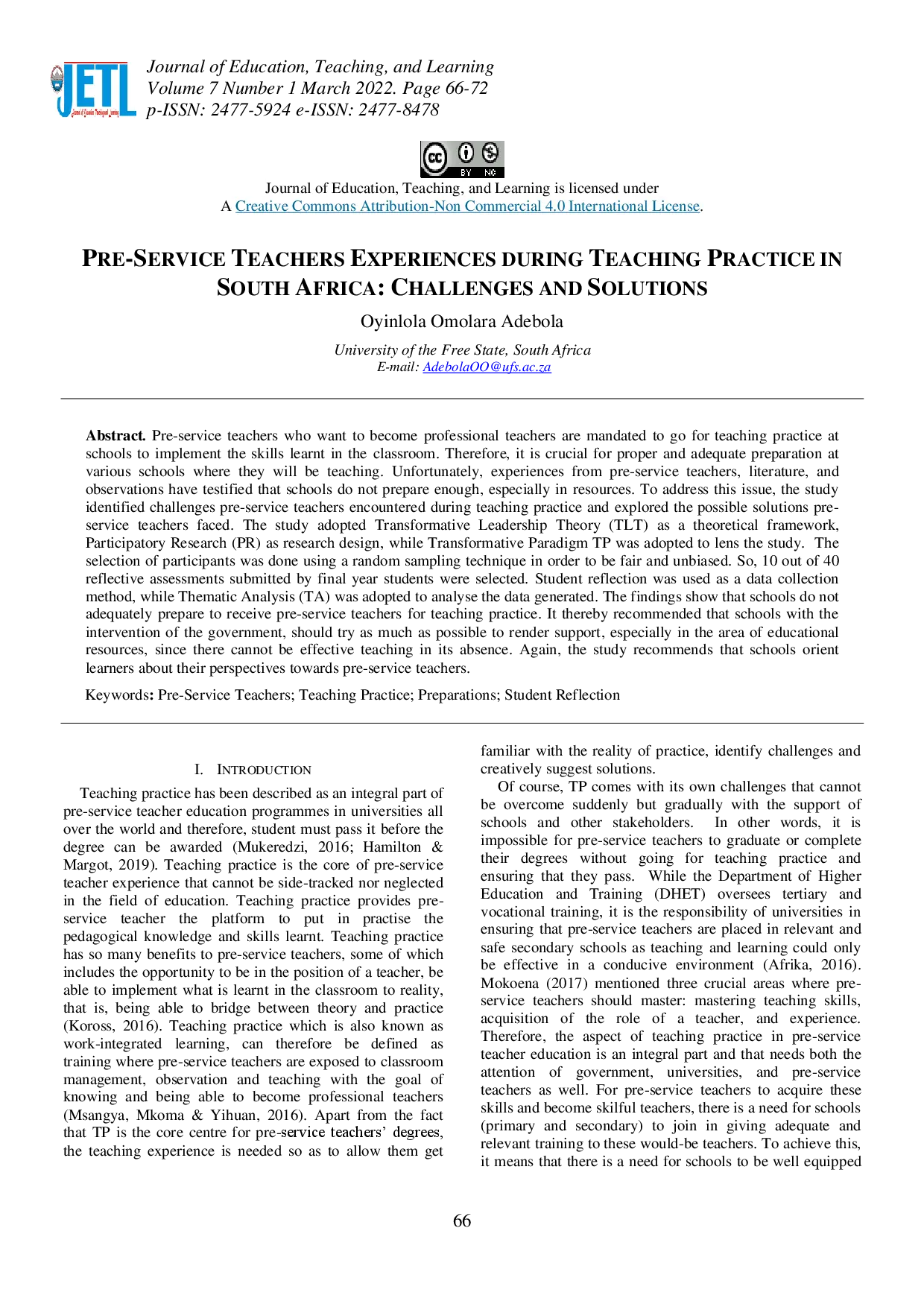 juris Pre Service Teachers Experiences during Teaching Practice in South Africa Challenges and Solutions