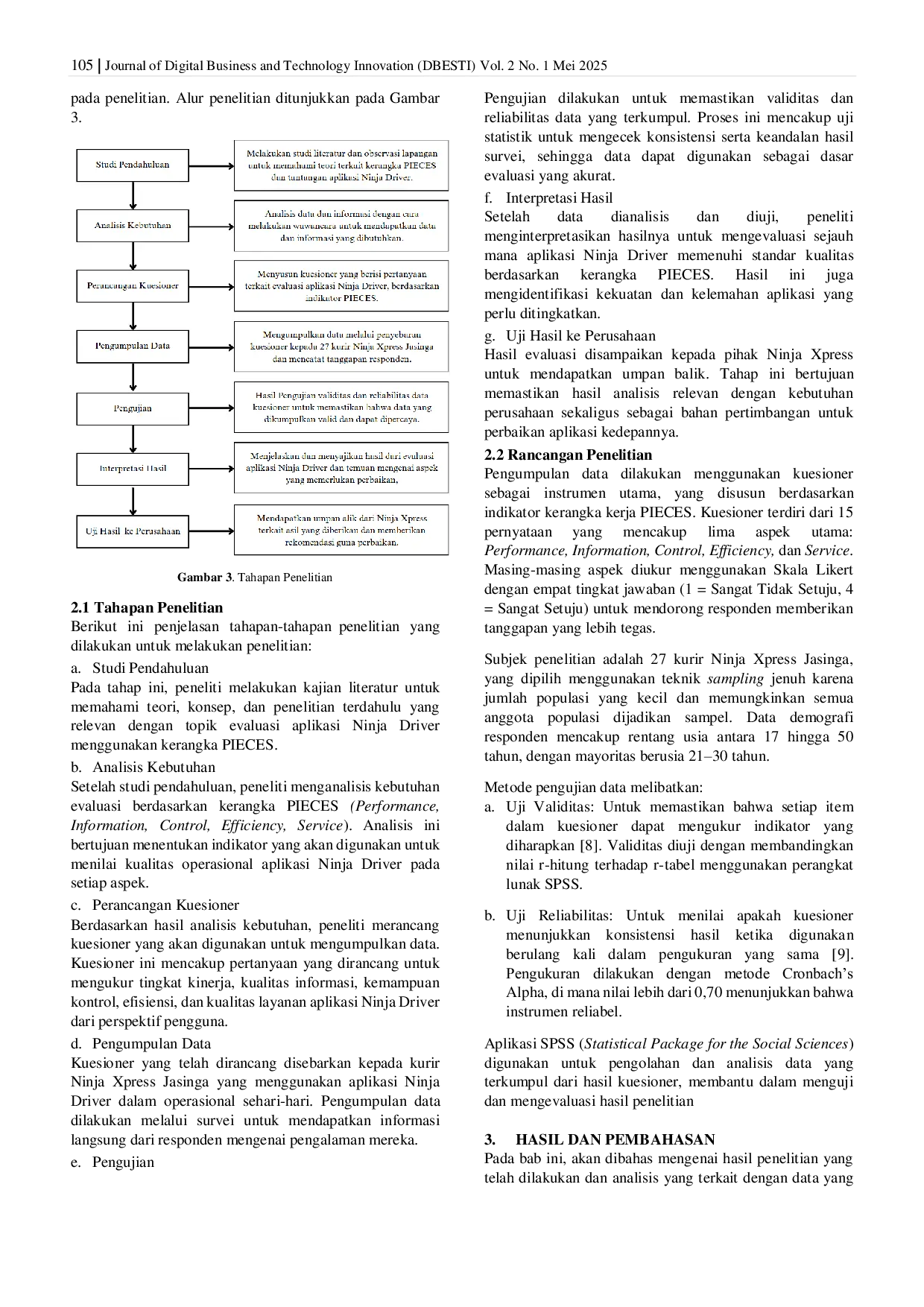 JURIS Evaluasi Penggunaan Aplikasi Ninja Driver di Ninja Xpress Jasinga Bogor Menggunakan PIECES Framework