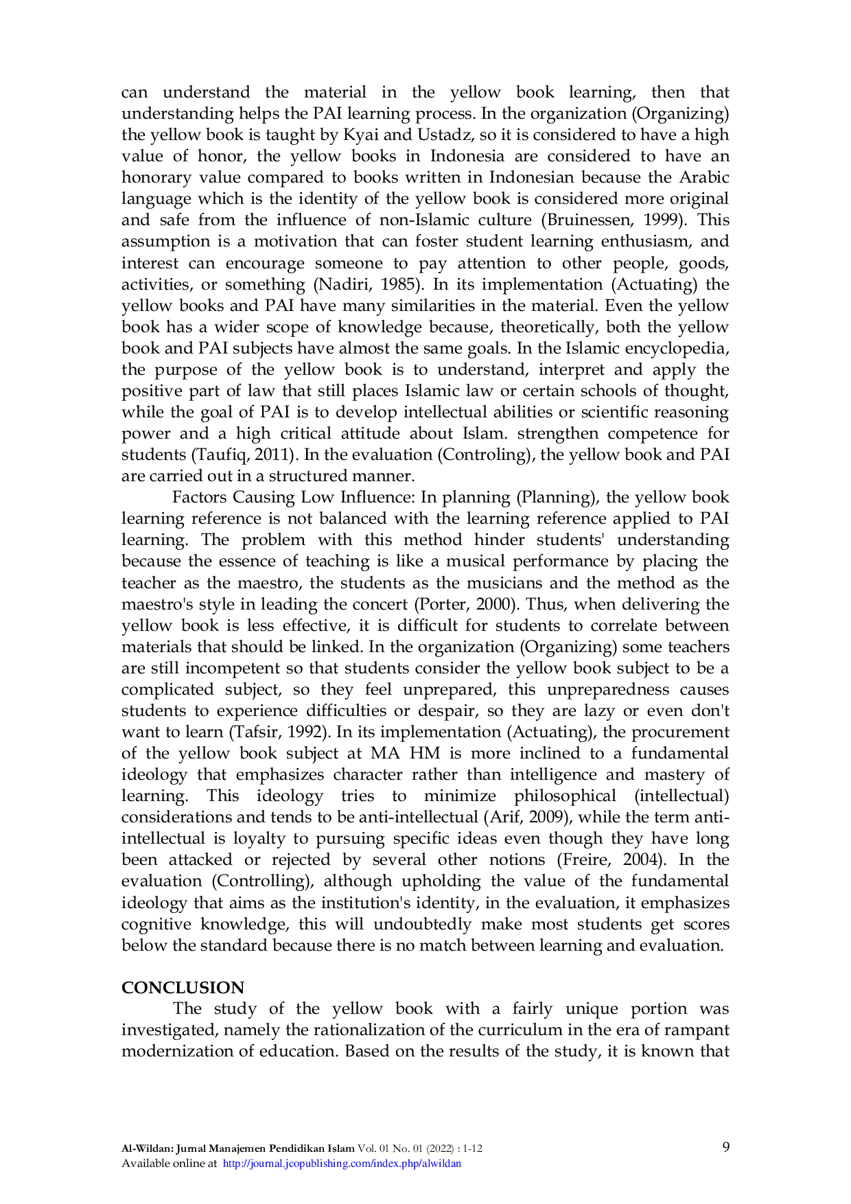 JURIS The Effect of Studying the Yellow Book Towards PAI Lessons in a Curriculum Management Perspective