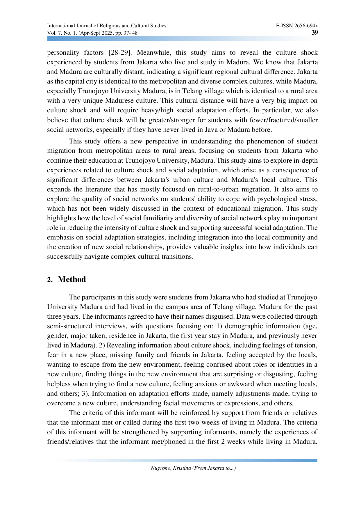 JURIS From Jakarta to Madura Culture Shock and Social Adaptation