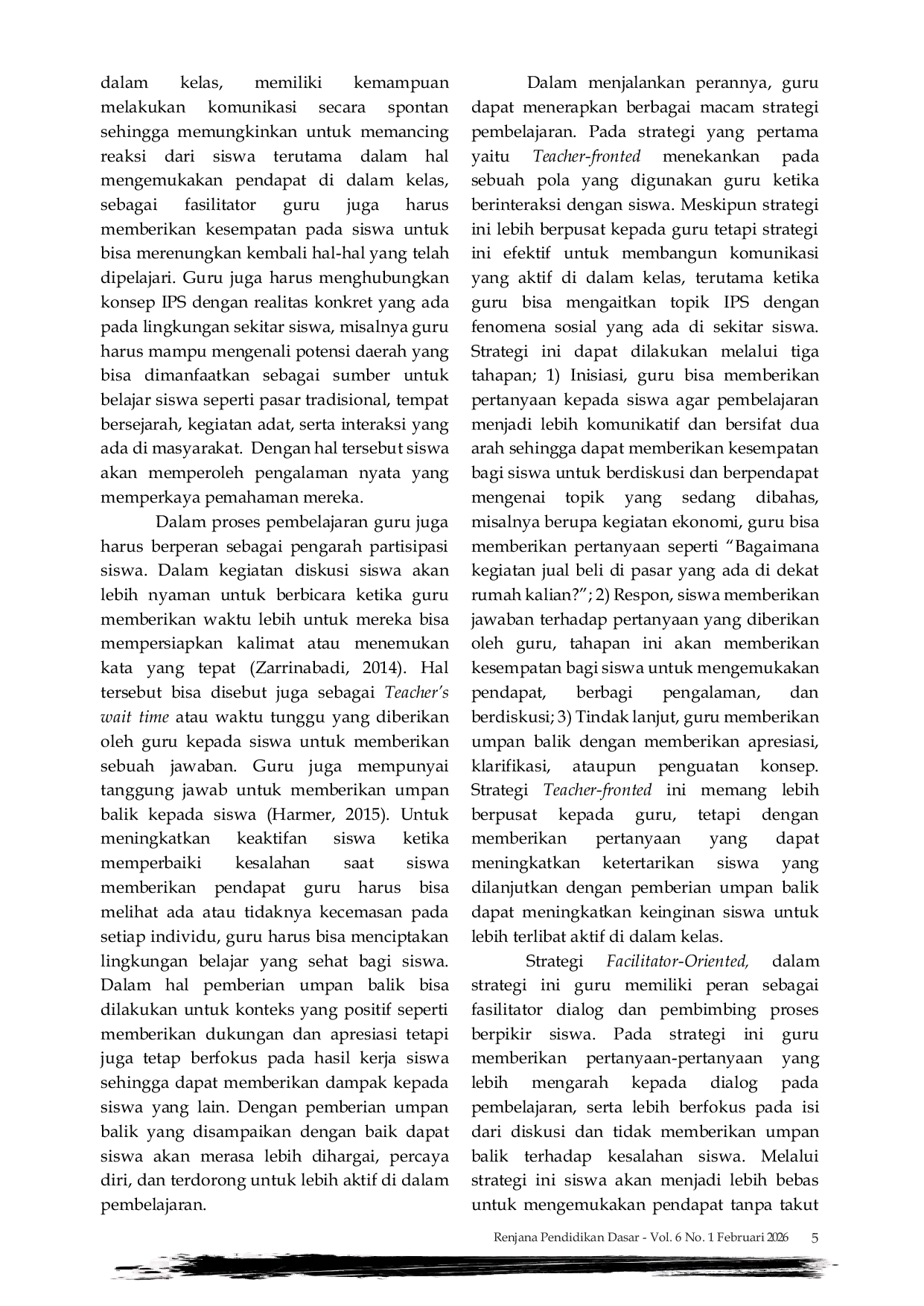 JURIS Peran Guru dalam Meningkatkan Partisipasi Siswa pada Pembelajaran IPS Kontekstual