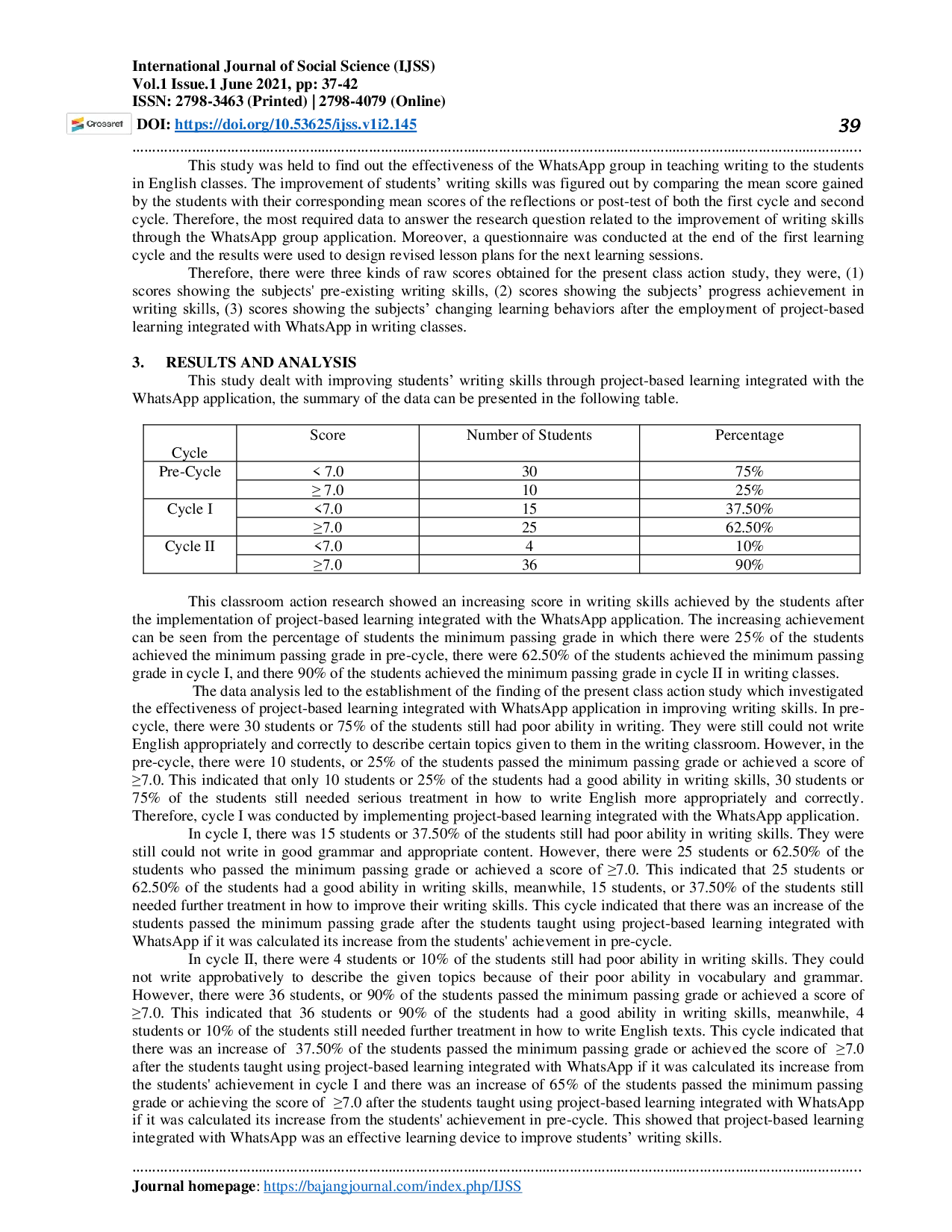 JURIS Project Based Learning Combined With WhatsApp Application to Develop Students Writing Skills