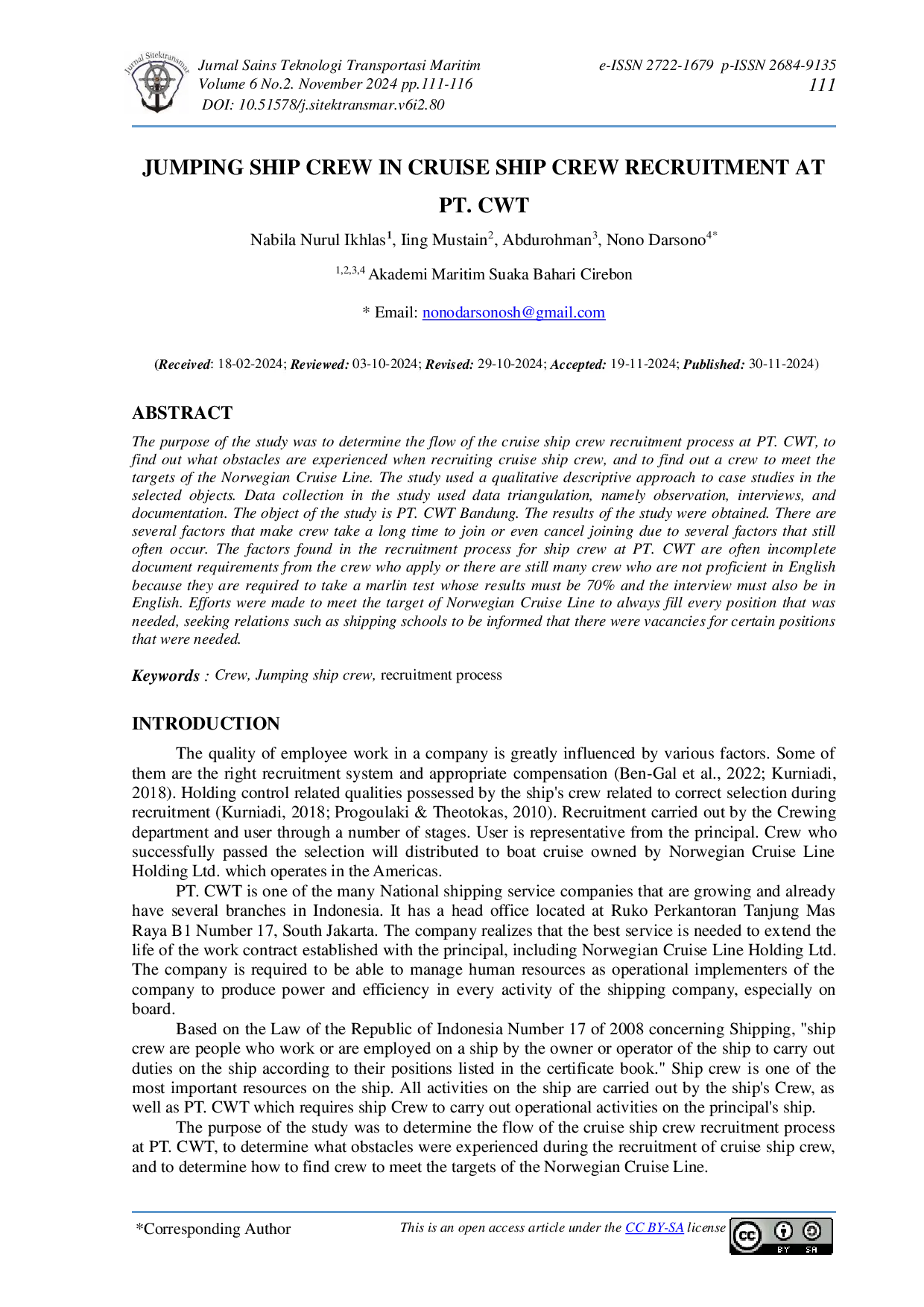 JURIS Jumping Ship Crew In Cruise Ship Crew Recruitment At PT CWT