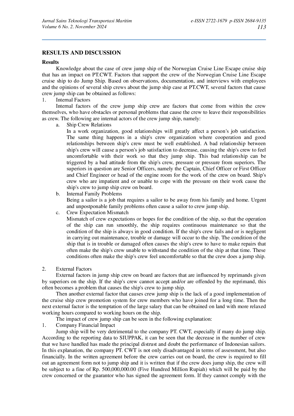 JURIS Jumping Ship Crew In Cruise Ship Crew Recruitment At PT CWT