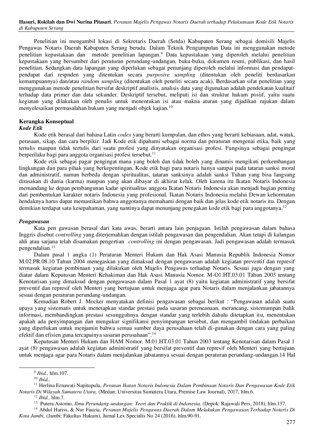 JURIS Peranan Majelis Pengawas Notaris Daerah terhadap Pelaksanaan Kode Etik Notaris di Kabupaten Serang