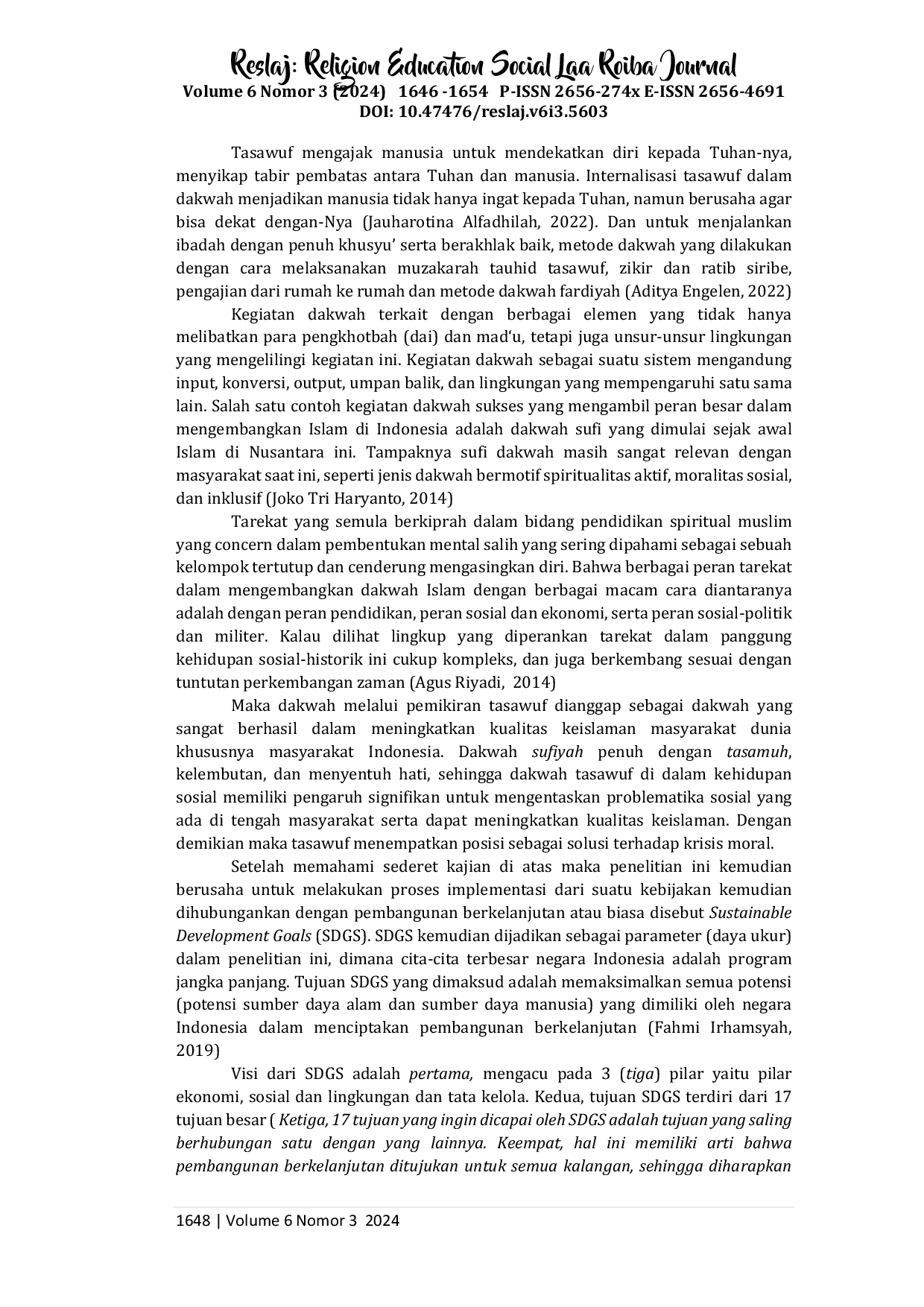 JURIS Sustainable Development Goals SDGS dan Indonesia Maju Dakwah Tasawuf Sebagai Model Moderasi Kebangsaan