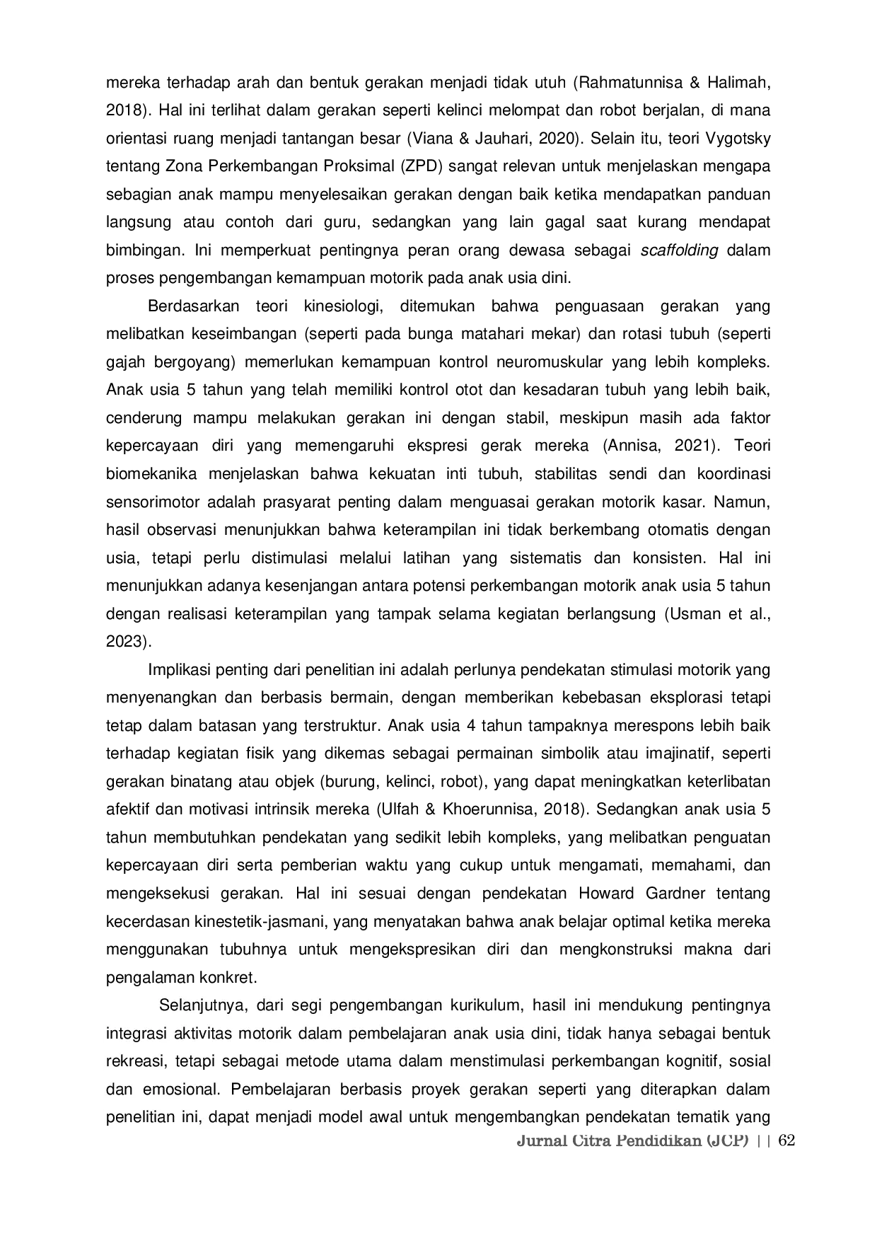 JURIS Representasi Kemampuan Motorik Kasar Anak Usia 4 5 Tahun di TK Al Hukamah Kota Bandar Lampung