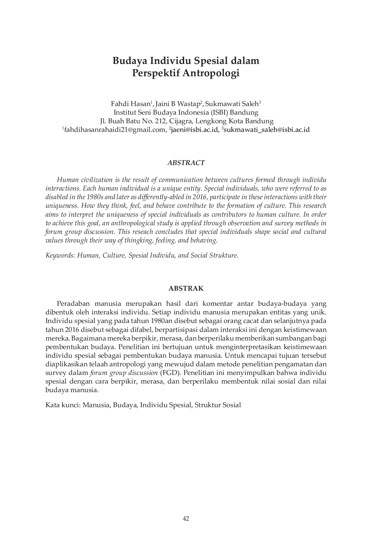 JURIS Budaya Individu Spesial dalam Perspektif Antropologi