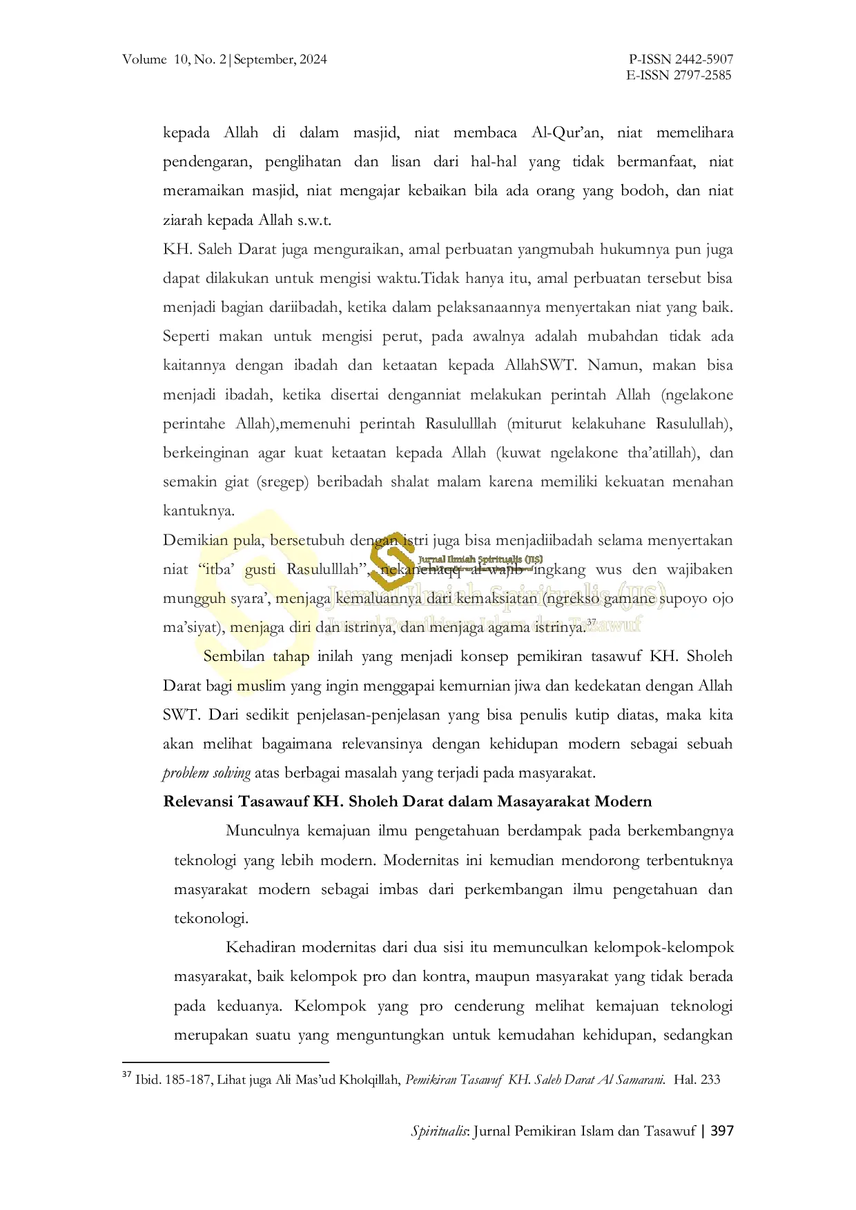 JURIS Relevansi Tasawuf Kh Sholeh Darat Dalam Menghadapi Problematika Masyarakat Modern