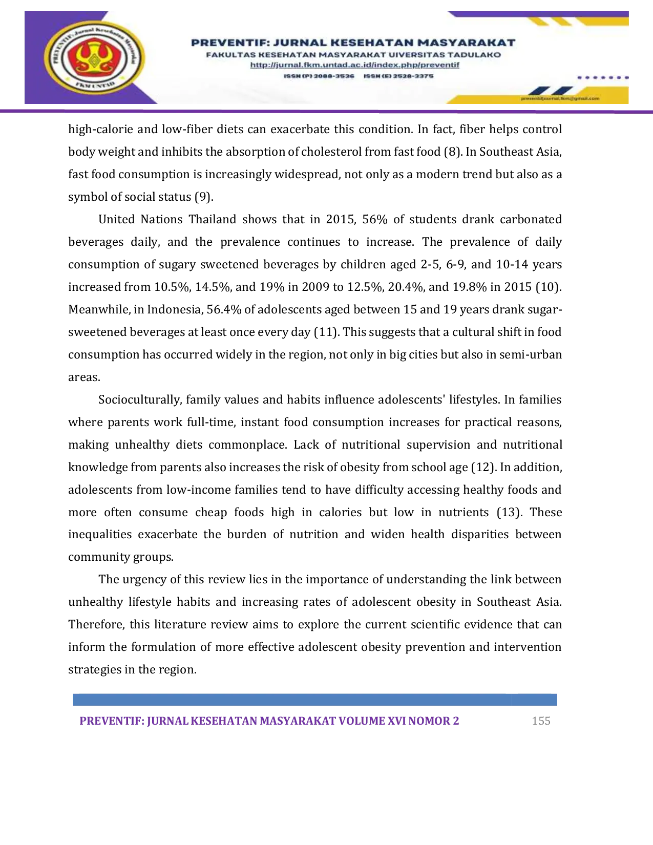 JURIS Unhealthy Lifestyle Habits and Implications of Adolescent Obesity Southeast Asia Literature Review