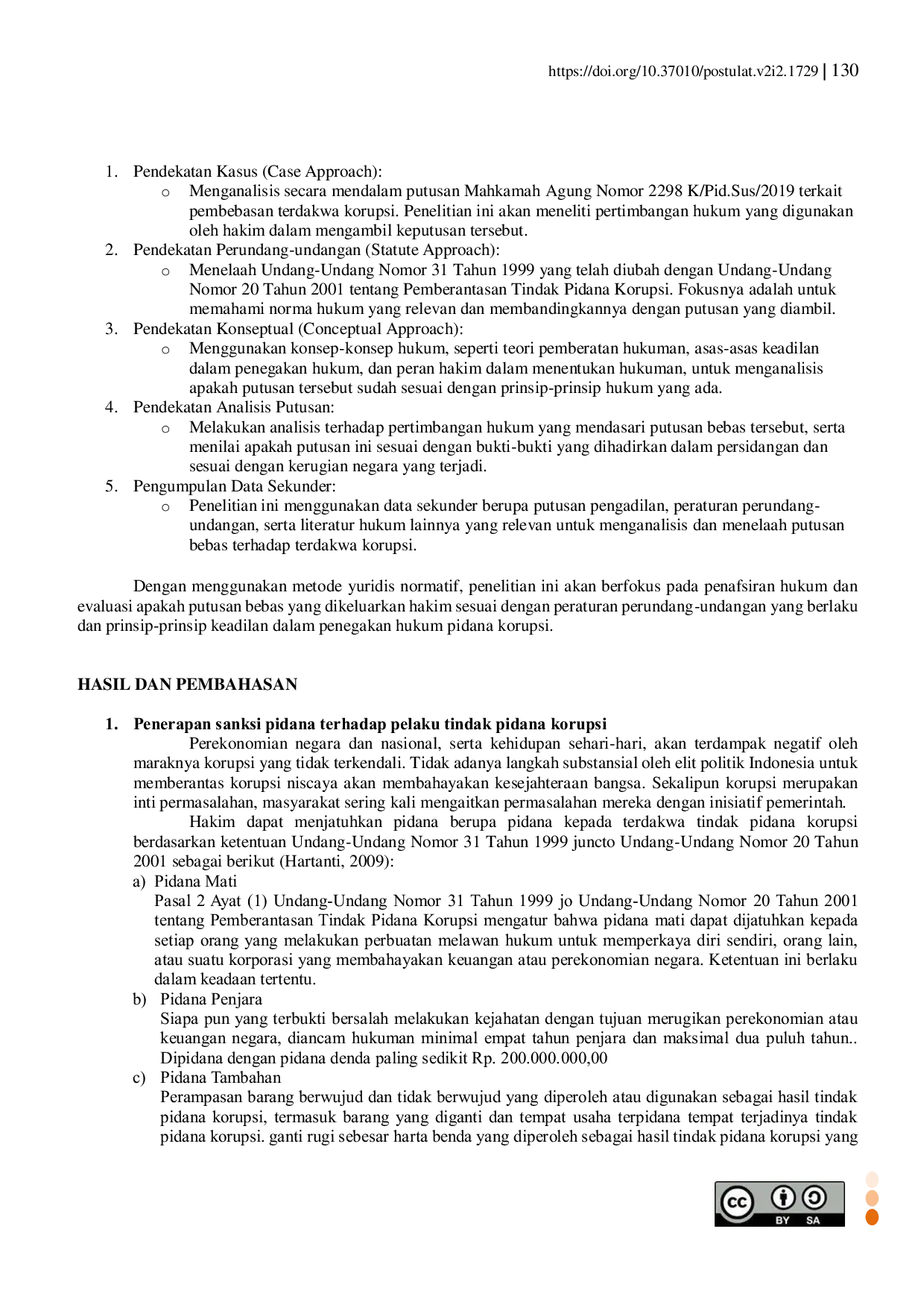 JURIS Analysis of the Acquittal by Judges in Corruption Crimes Case Study of the Supreme Court Decision Number 2298 K Pid Sus 2019