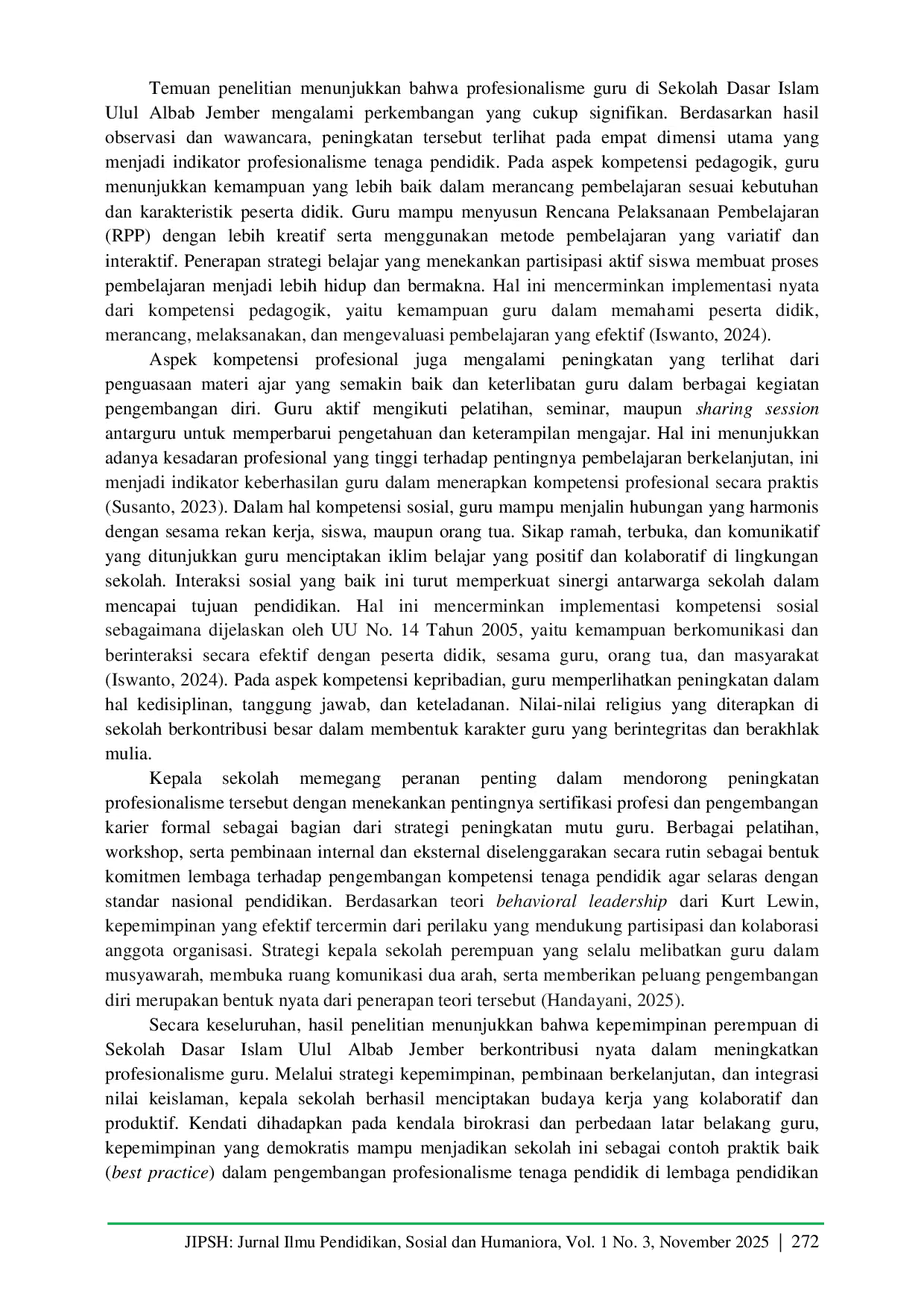 JURIS Model Kepemimpinan Perempuan dalam Meningkatkan Profesionalisme Tenaga Pendidik di Sekolah Dasar Islam Ulul Albab Jember