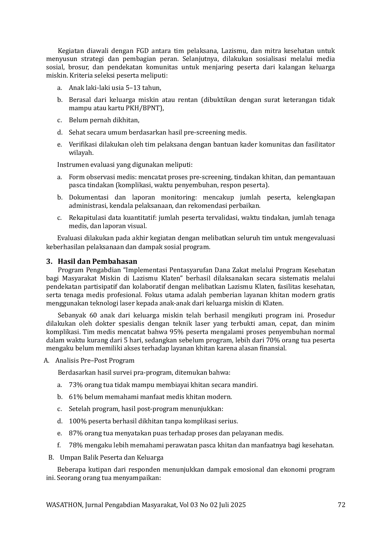 JURIS Implementasi Pentasyarufan Dana Zakat melalui Program Kesehatan bagi Masyarakat Miskin di Lazismu Klaten