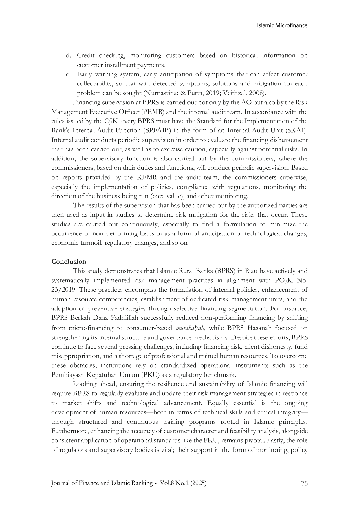 JURIS Strengthening Resilience through Risk Management in Islamic Microfinance Institutions A Case Study of BPRS in Riau