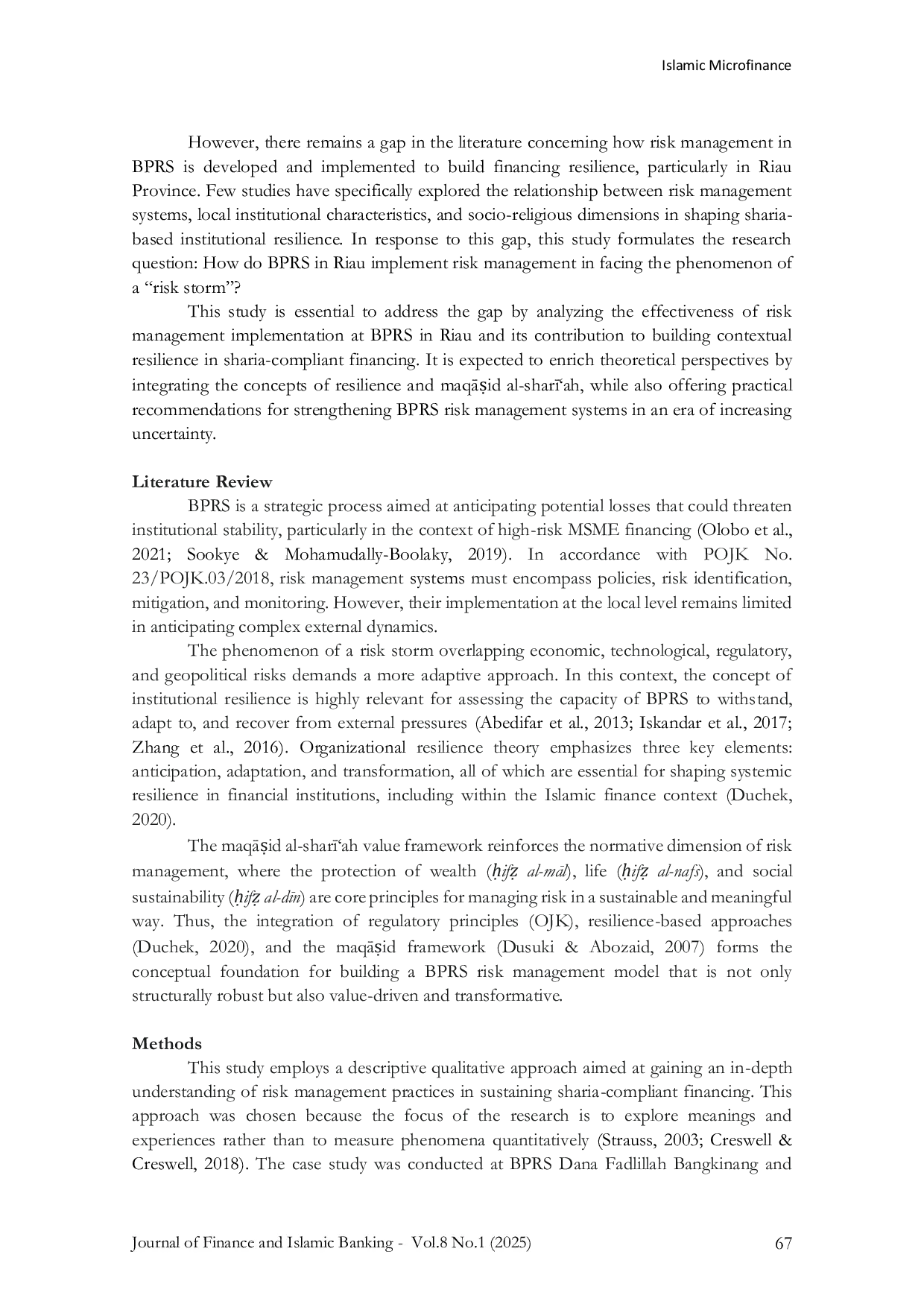 JURIS Strengthening Resilience through Risk Management in Islamic Microfinance Institutions A Case Study of BPRS in Riau