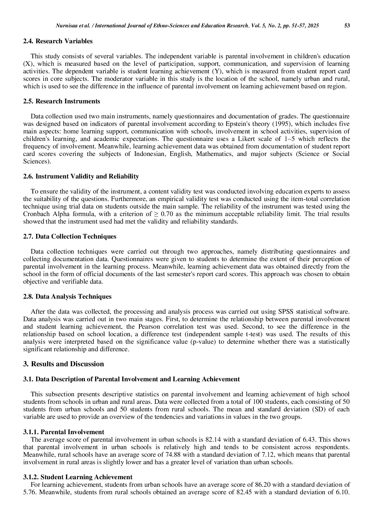 JURIS Parental Involvement and Its Relationship with High School Students Learning Achievement A Comparative Study of Urban and Rural Schools
