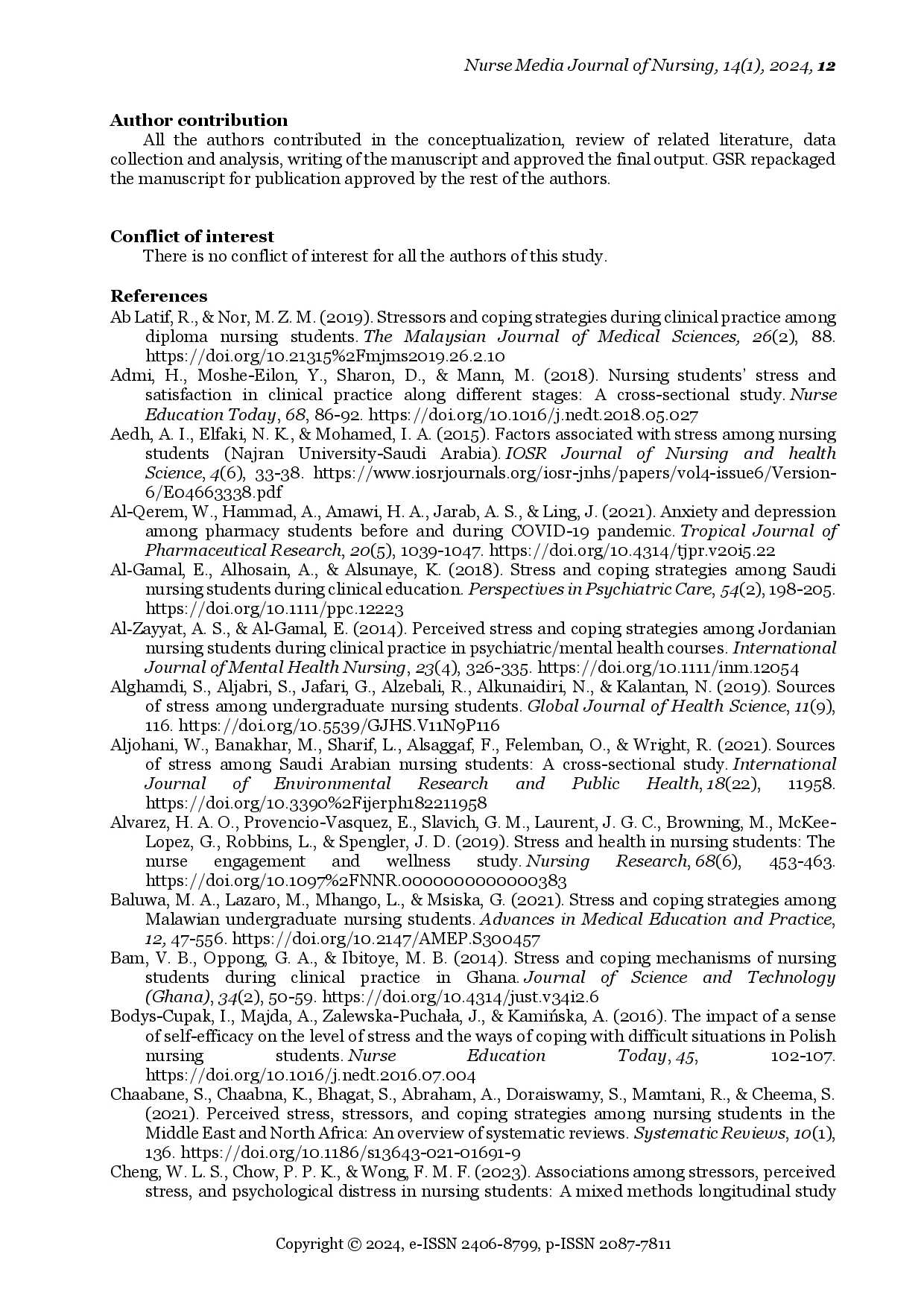 juris Stressors And Coping Strategies As Perceived Among Nursing Students During Related Learning Experience