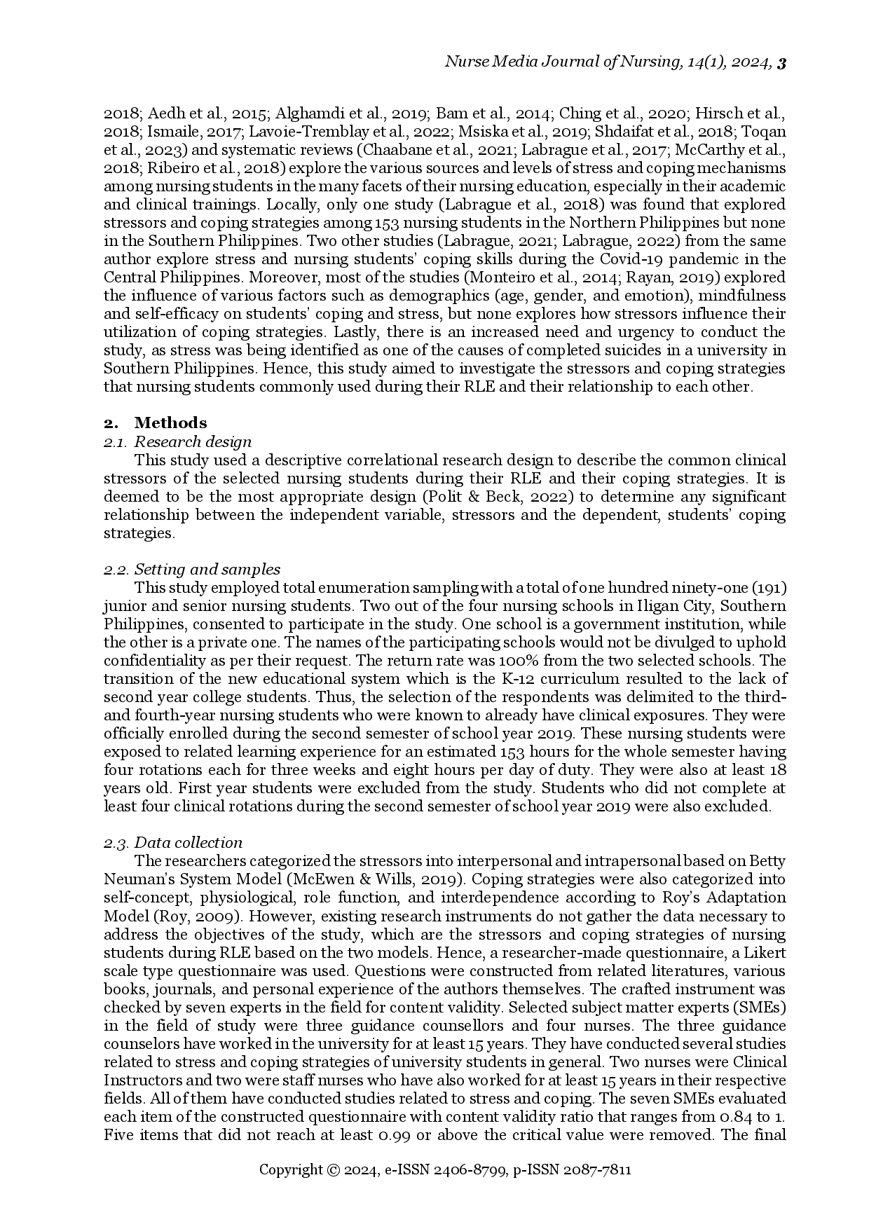 juris Stressors And Coping Strategies As Perceived Among Nursing Students During Related Learning Experience